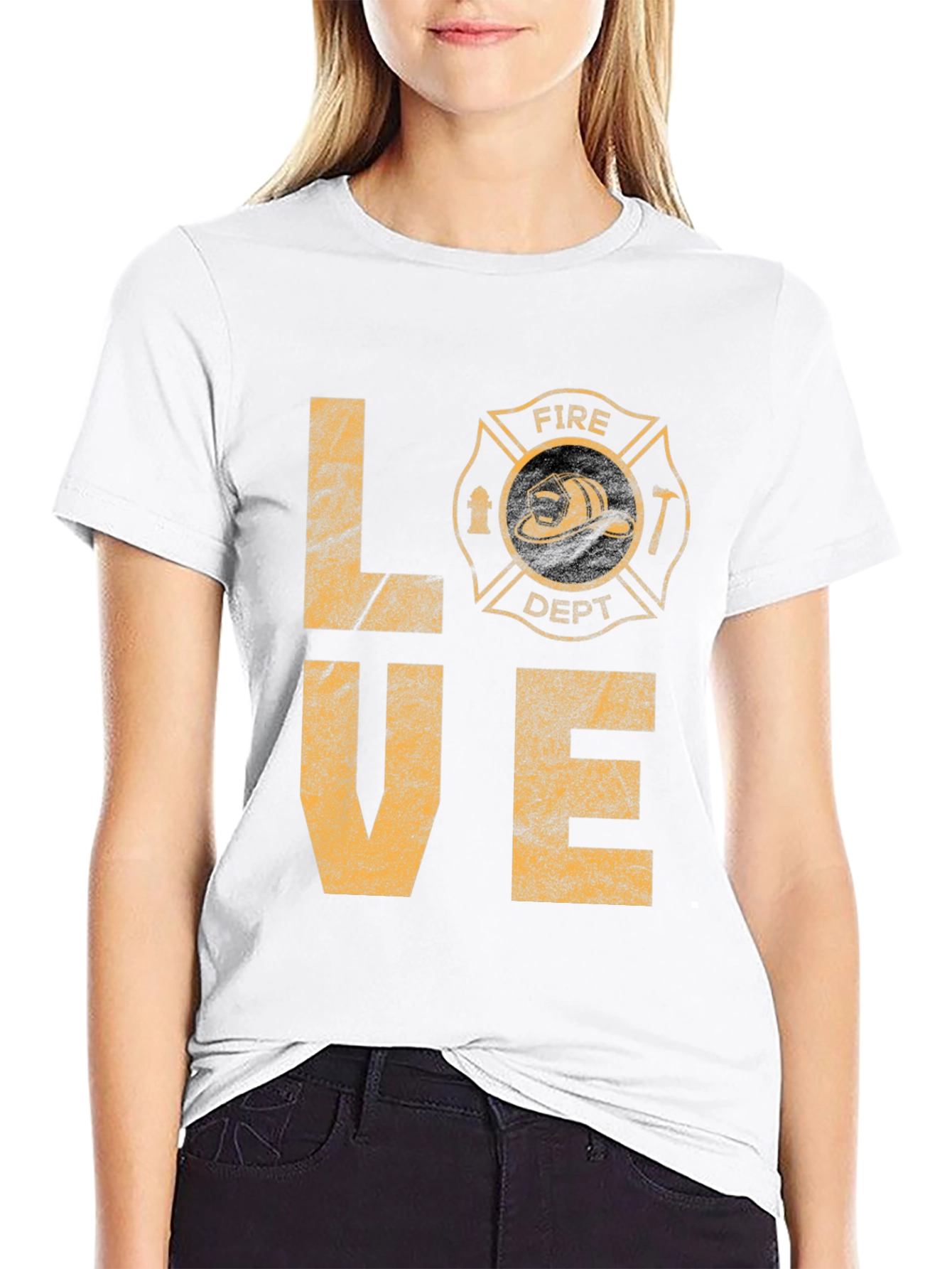 Fire Dept LOVE Graphic T-Shirt - Black Cotton Tee