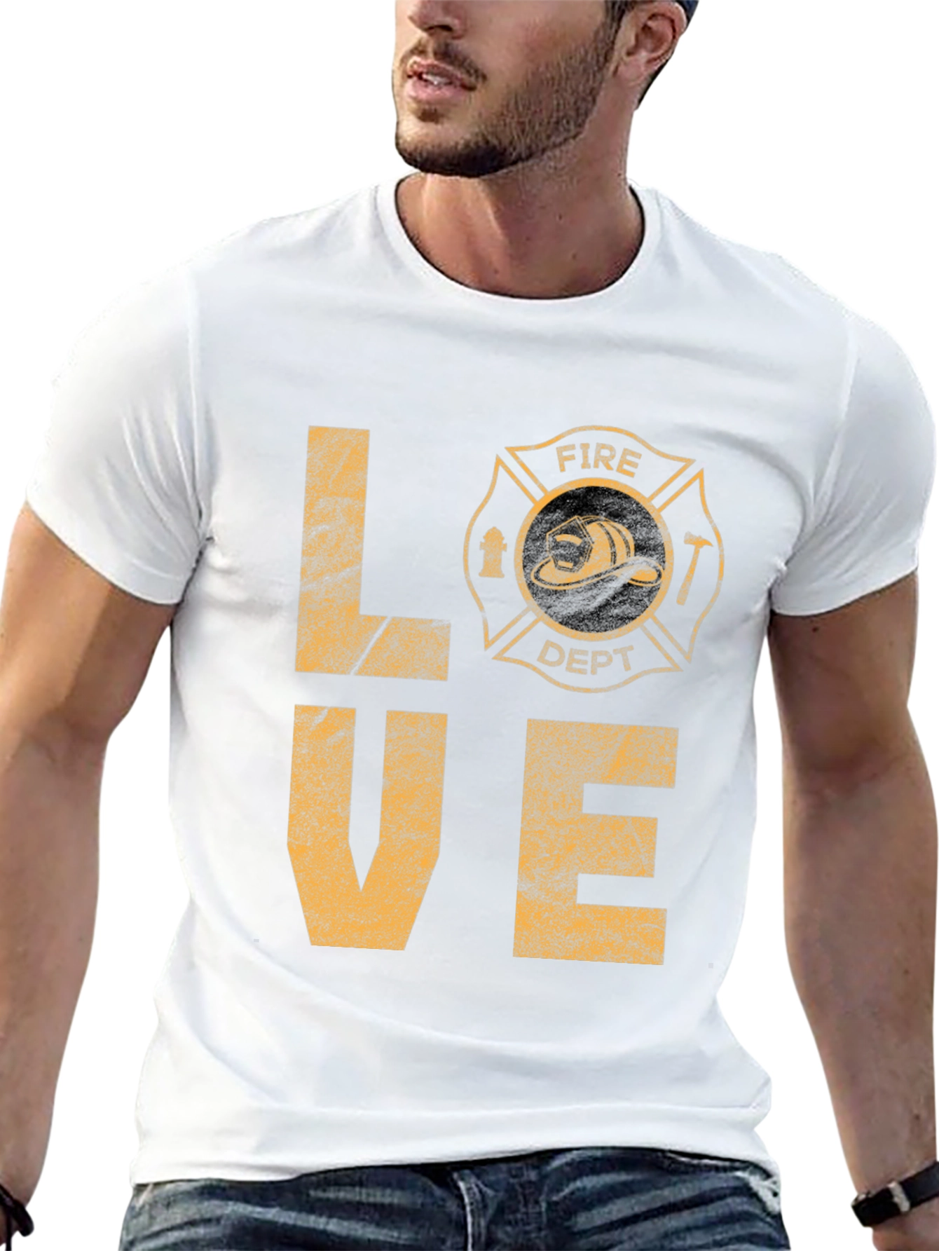 Fire Dept LOVE Graphic T-Shirt - Black Cotton Tee