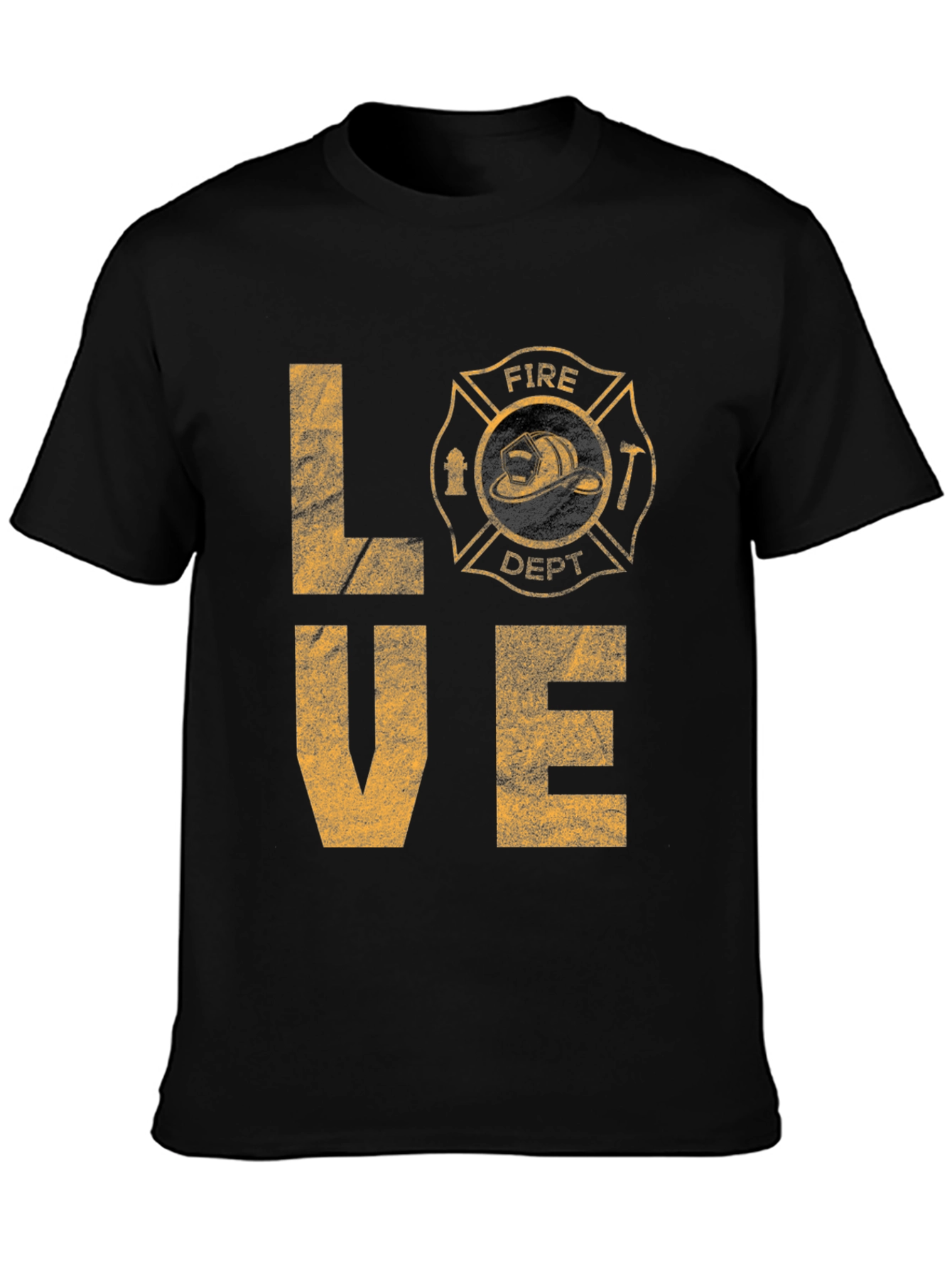 Fire Dept LOVE Graphic T-Shirt - Black Cotton Tee