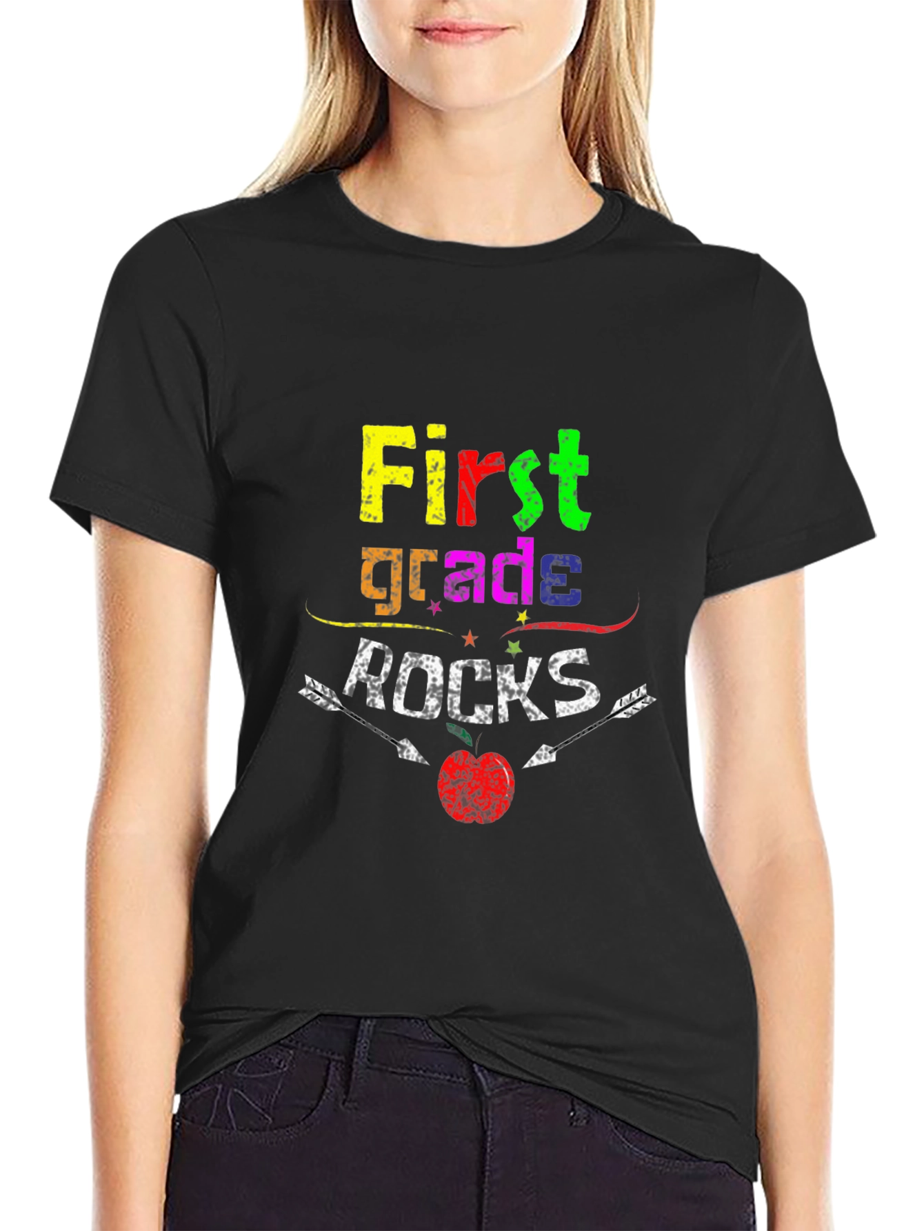 First Grade Rocks Black T-Shirt