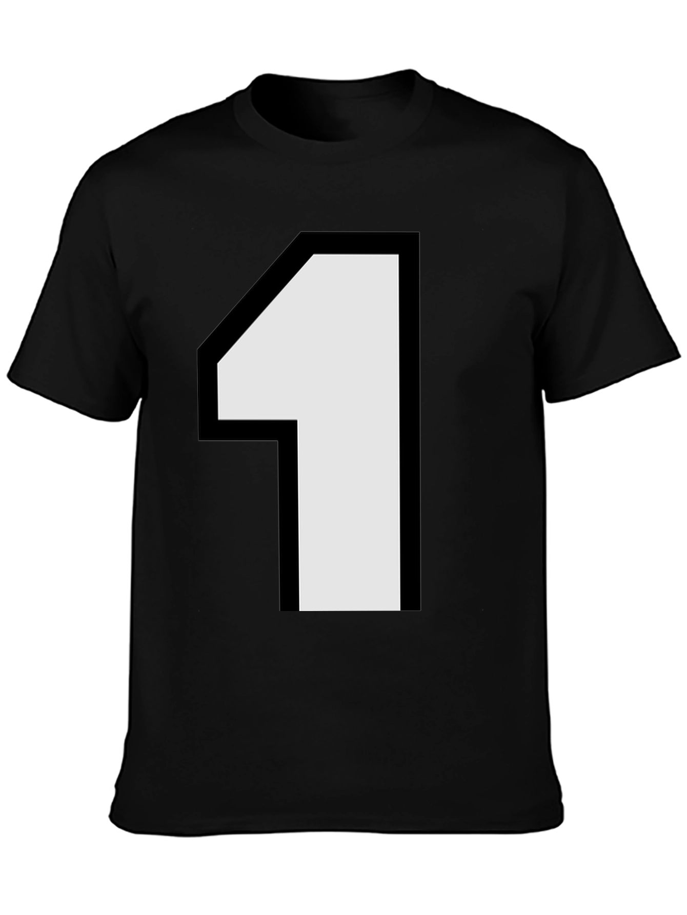 Number One Graphic Tee - Black Cotton Casual Shirt