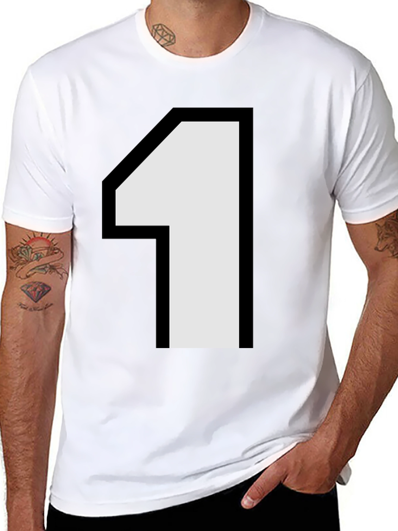Number One Graphic Tee - Black Cotton Casual Shirt