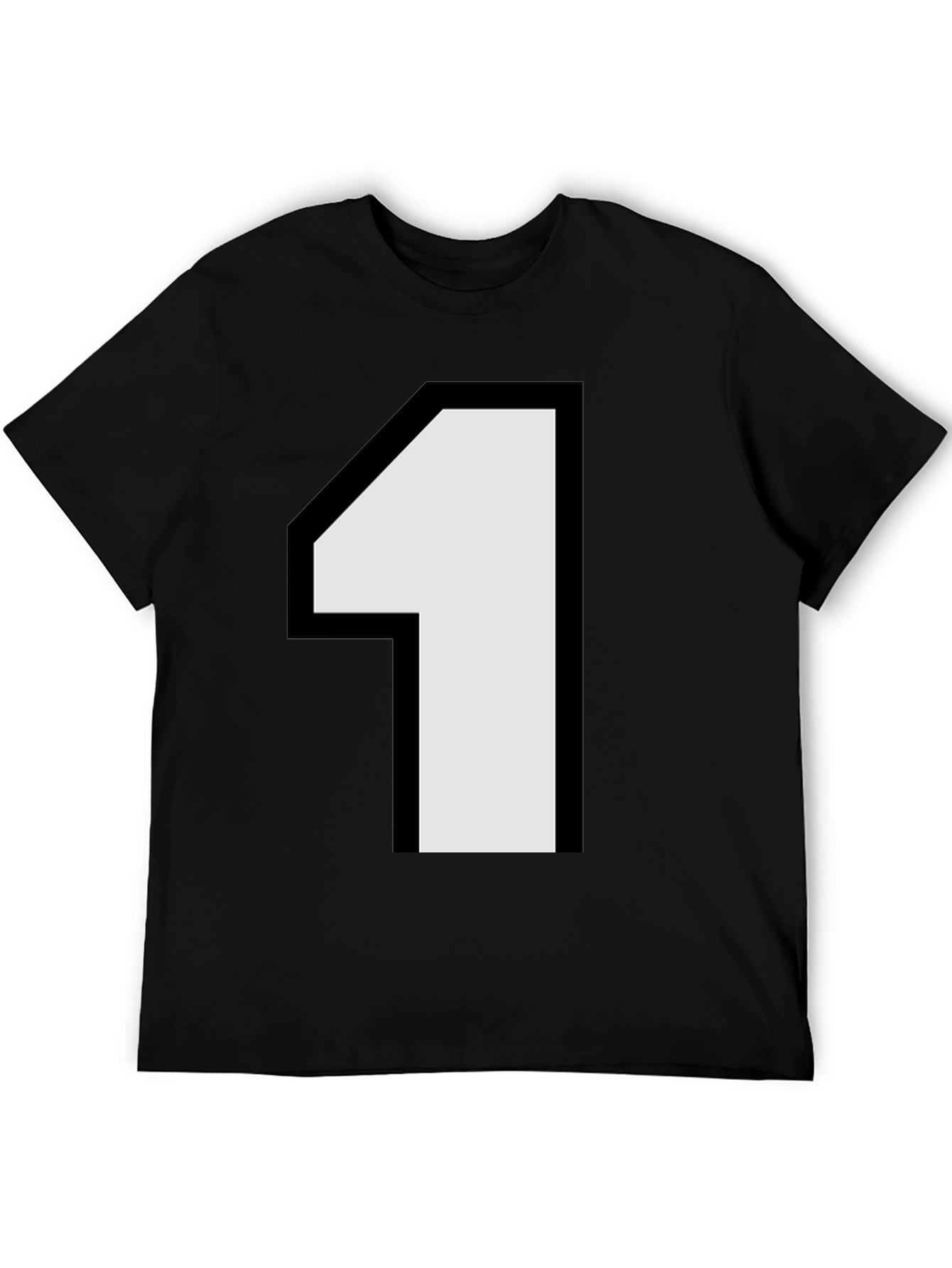 Number One Graphic Tee - Black Cotton Casual Shirt