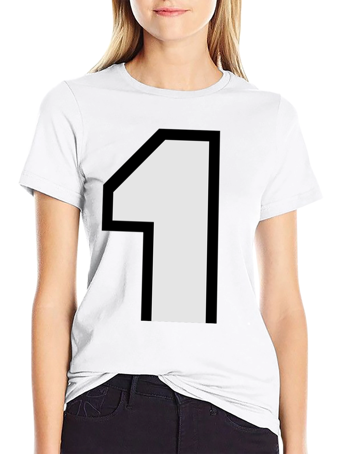 Number One Graphic Tee - Black Cotton Casual Shirt