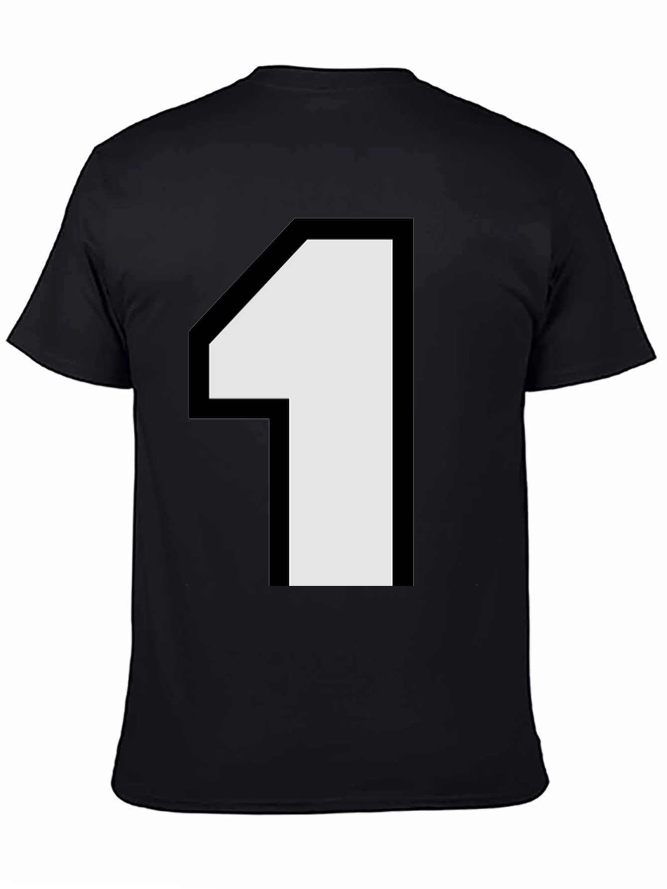 Number One Graphic Tee - Black Cotton Casual Shirt