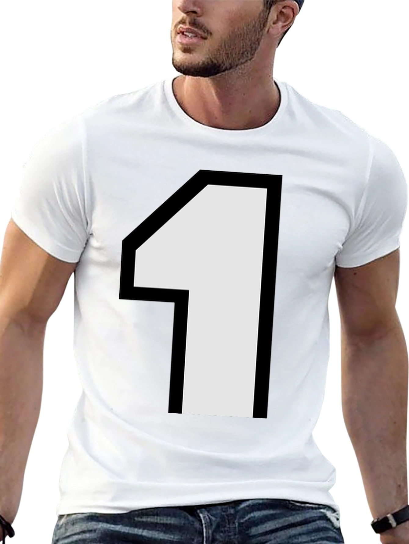 Number One Graphic Tee - Black Cotton Casual Shirt