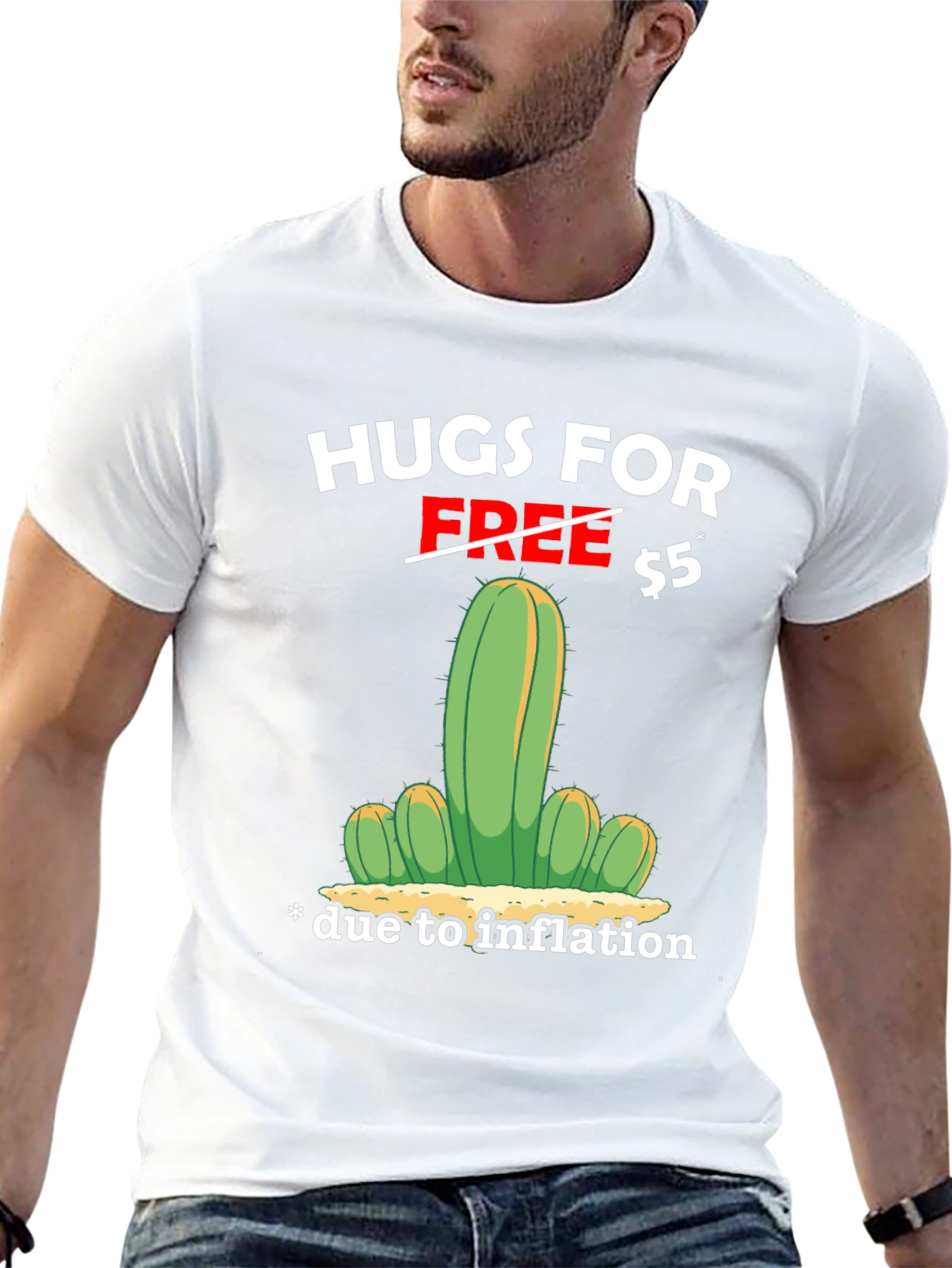 Hugs for $5 Inflation Cactus Graphic T-Shirt