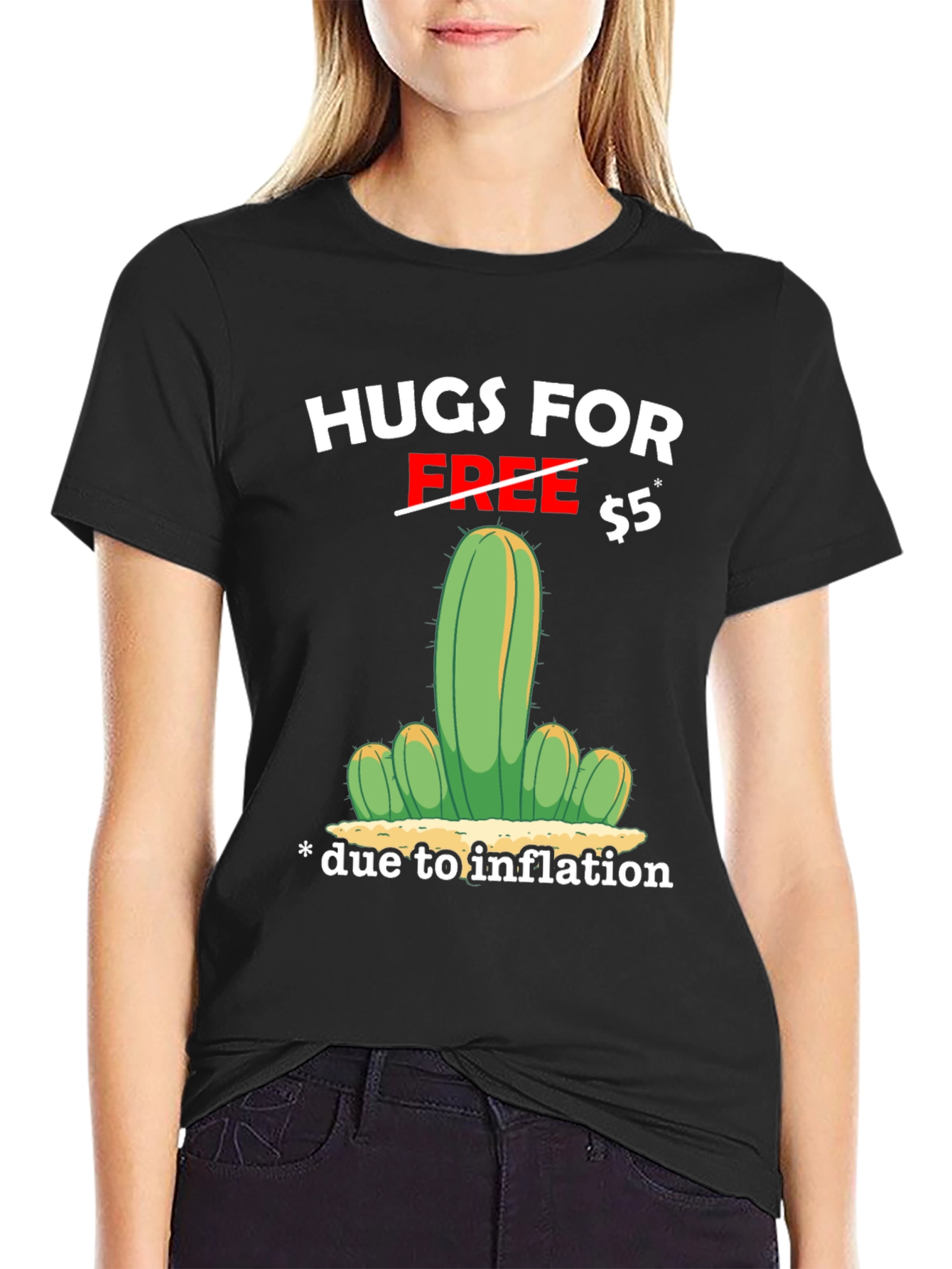 Hugs for $5 Inflation Cactus Graphic T-Shirt