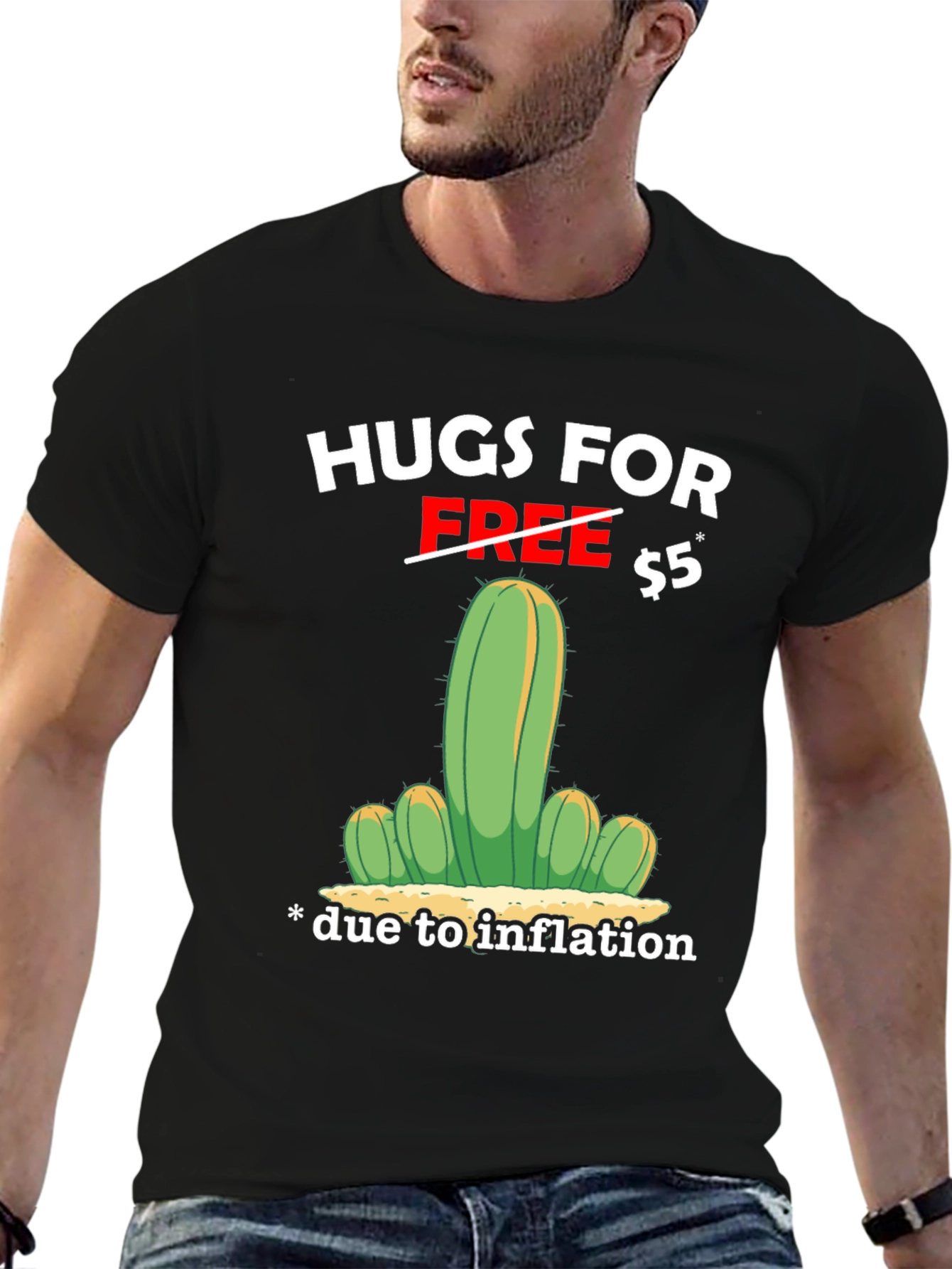 Hugs for $5 Inflation Cactus Graphic T-Shirt