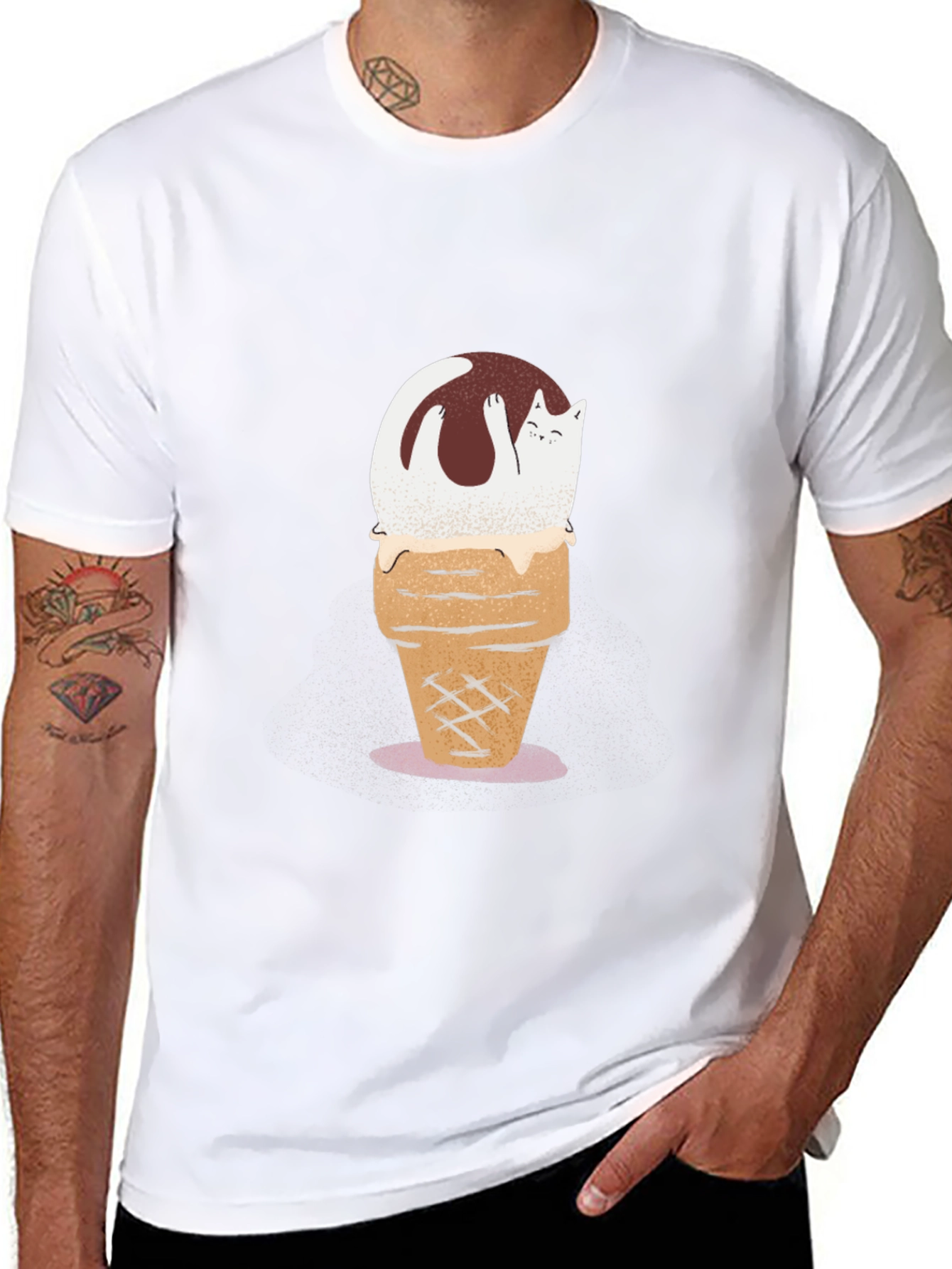 Cat Ice Cream Cone Graphic Tee