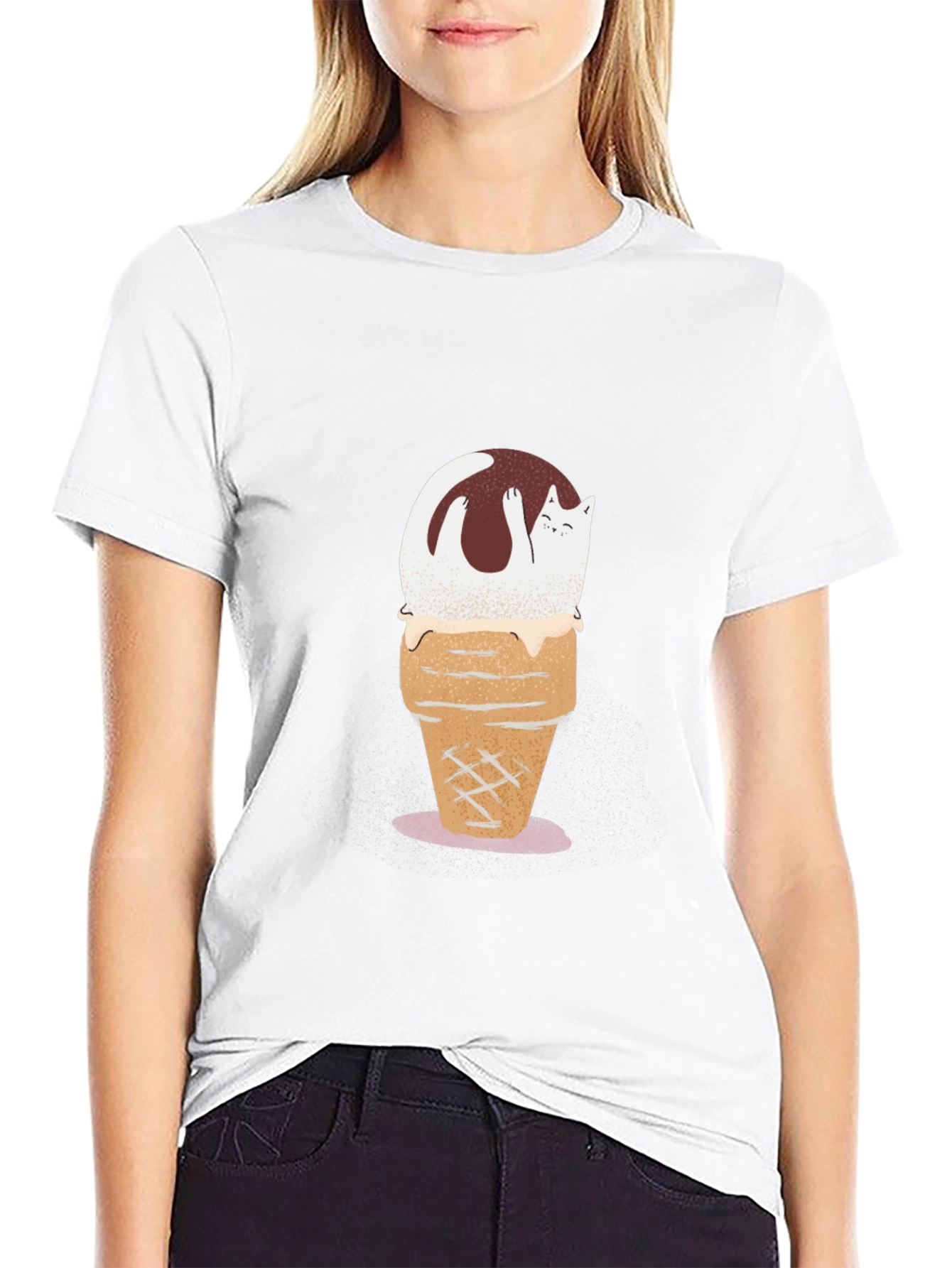 Cat Ice Cream Cone Graphic Tee