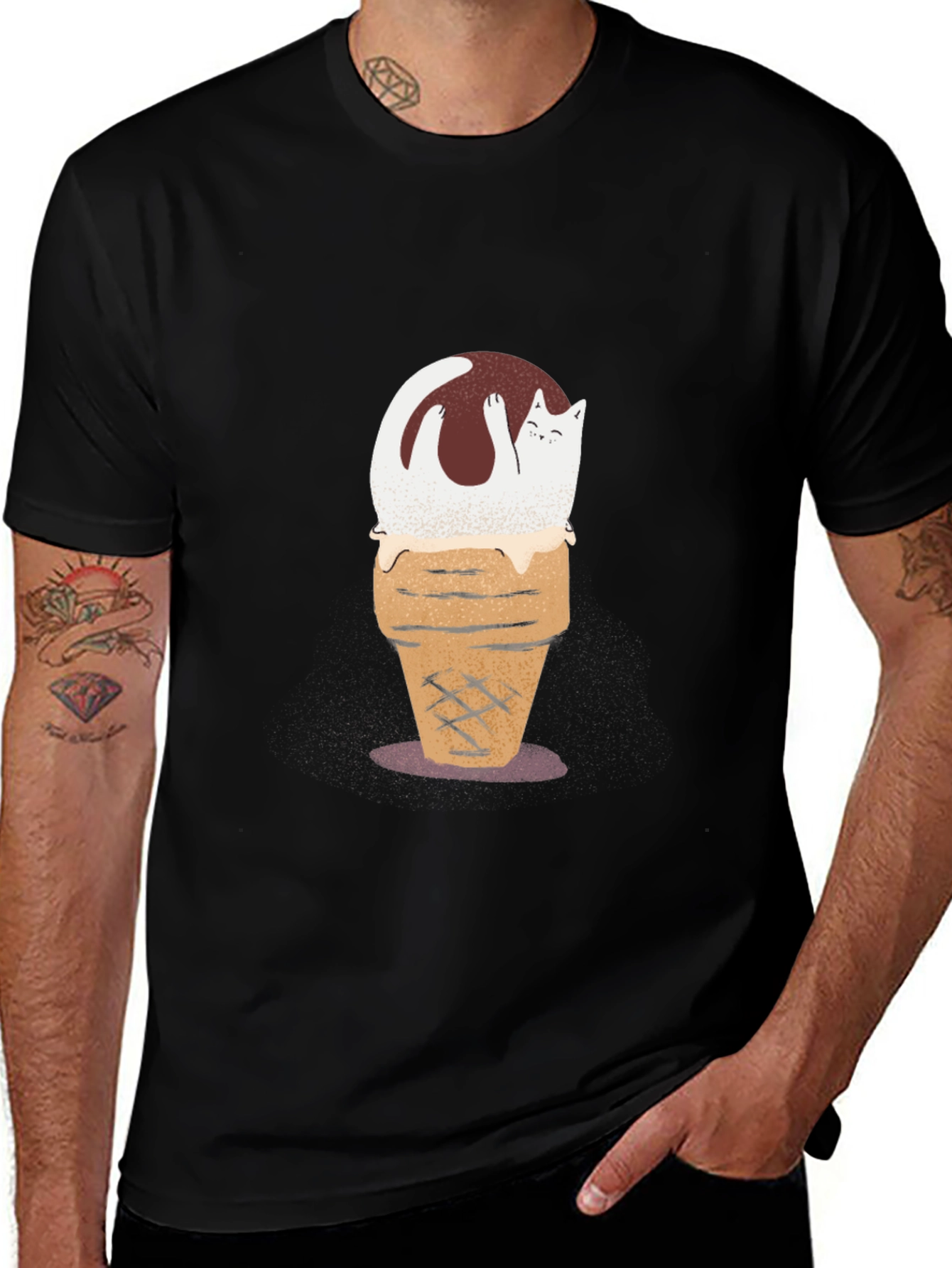 Cat Ice Cream Cone Graphic Tee