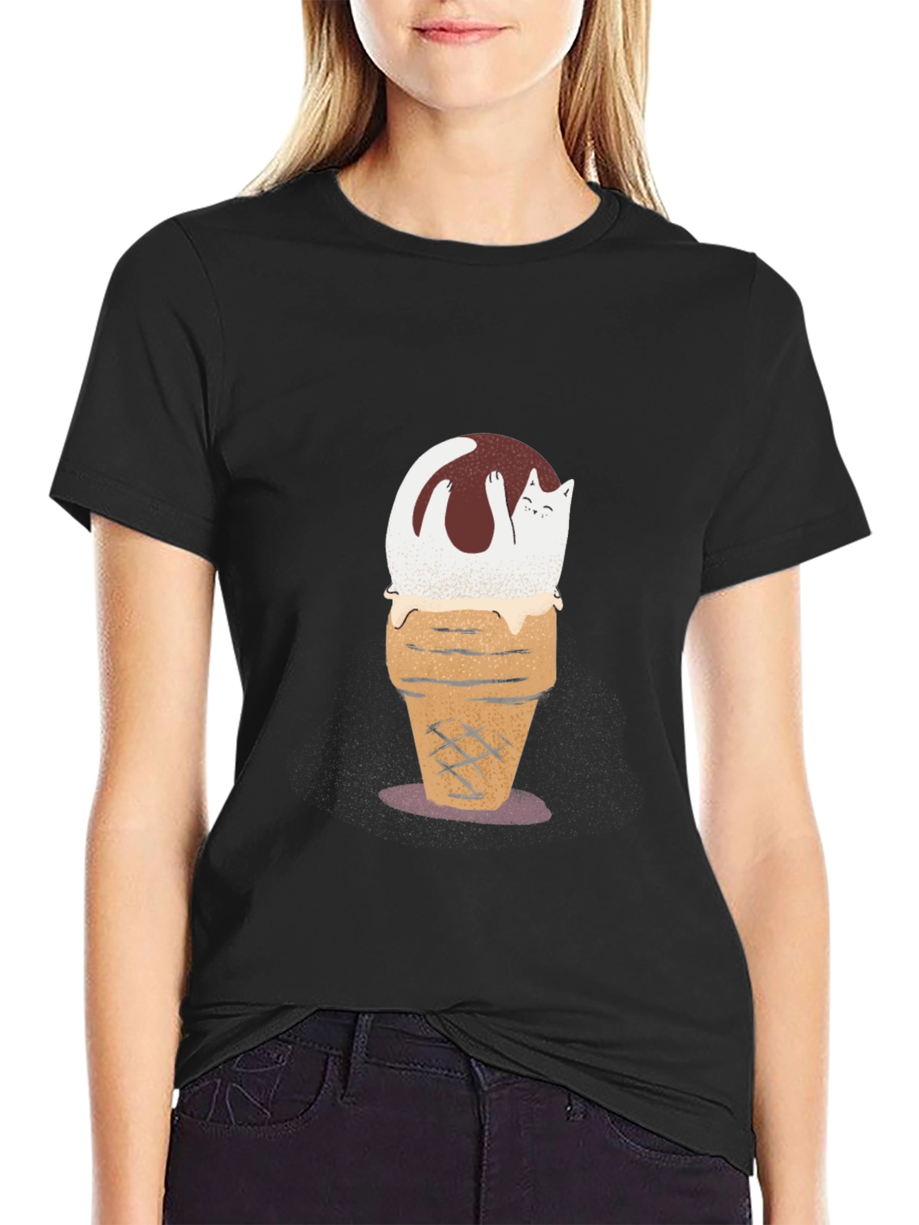 Cat Ice Cream Cone Graphic Tee