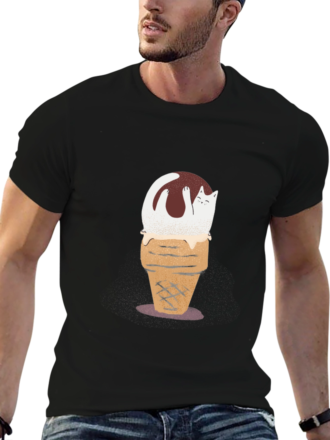Cat Ice Cream Cone Graphic Tee