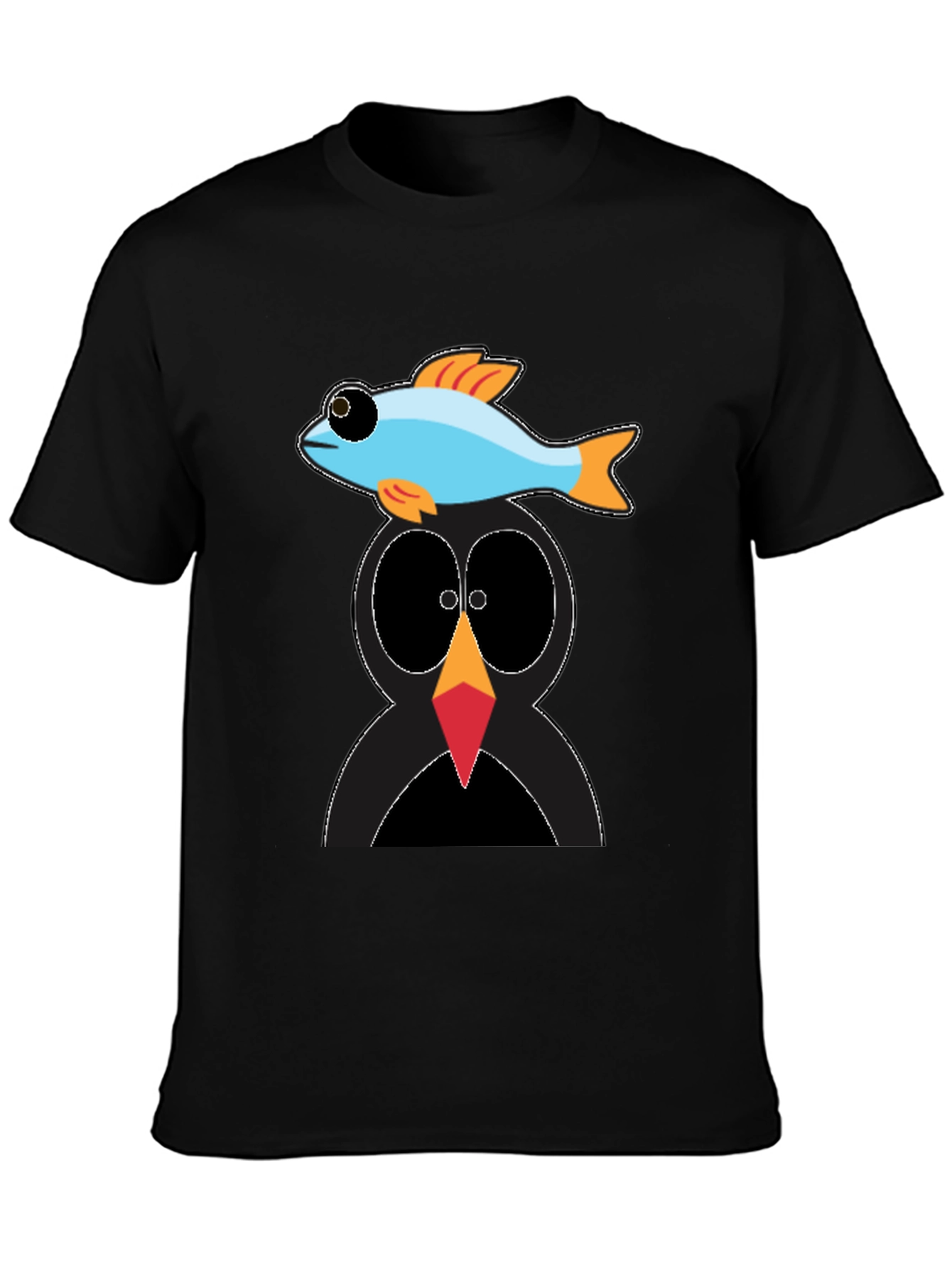 Penguin Fish Graphic Tee - Unique Cartoon T-Shirt