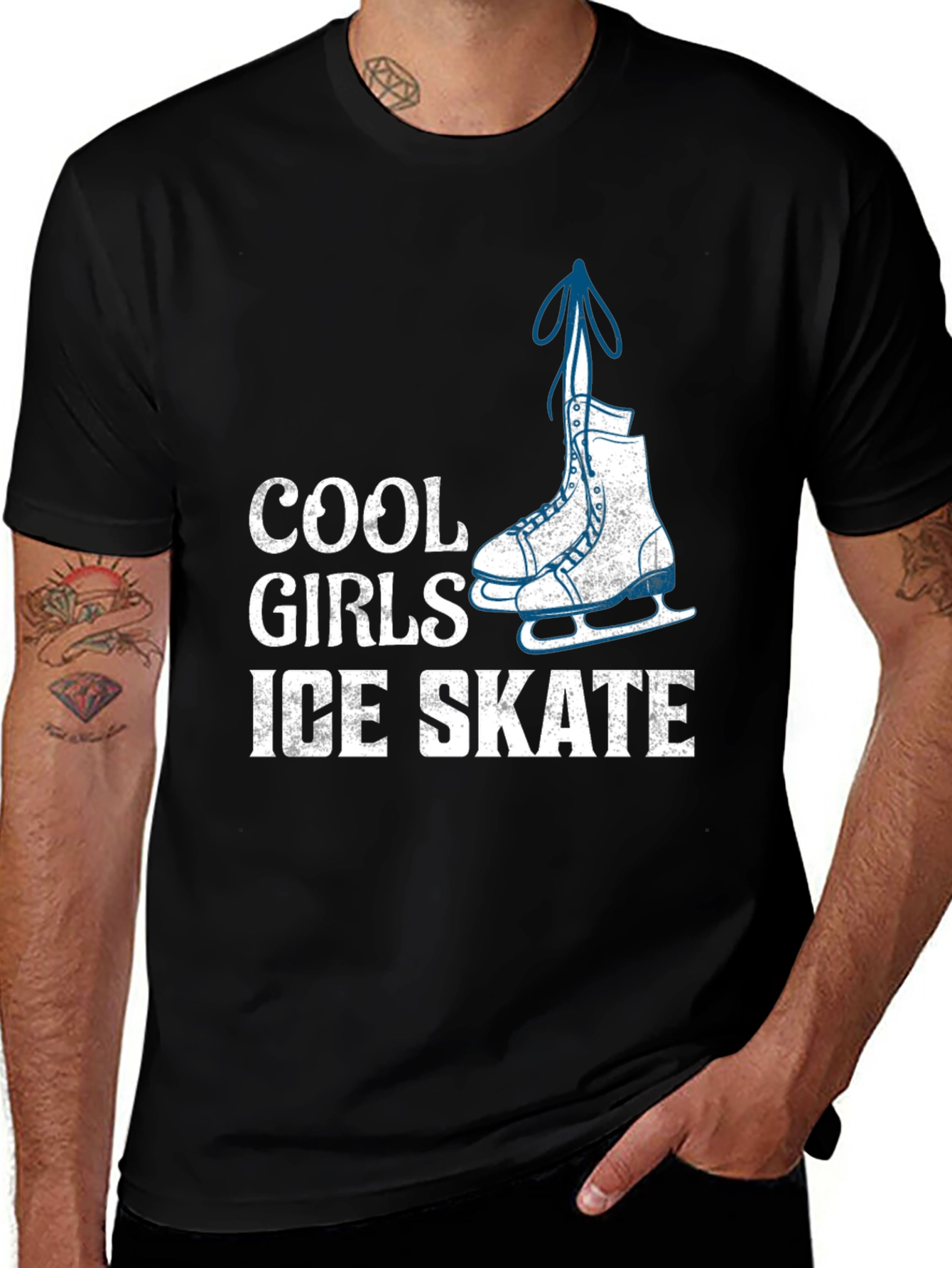 Cool Girls Ice Skate T-Shirt - Black Graphic Tee