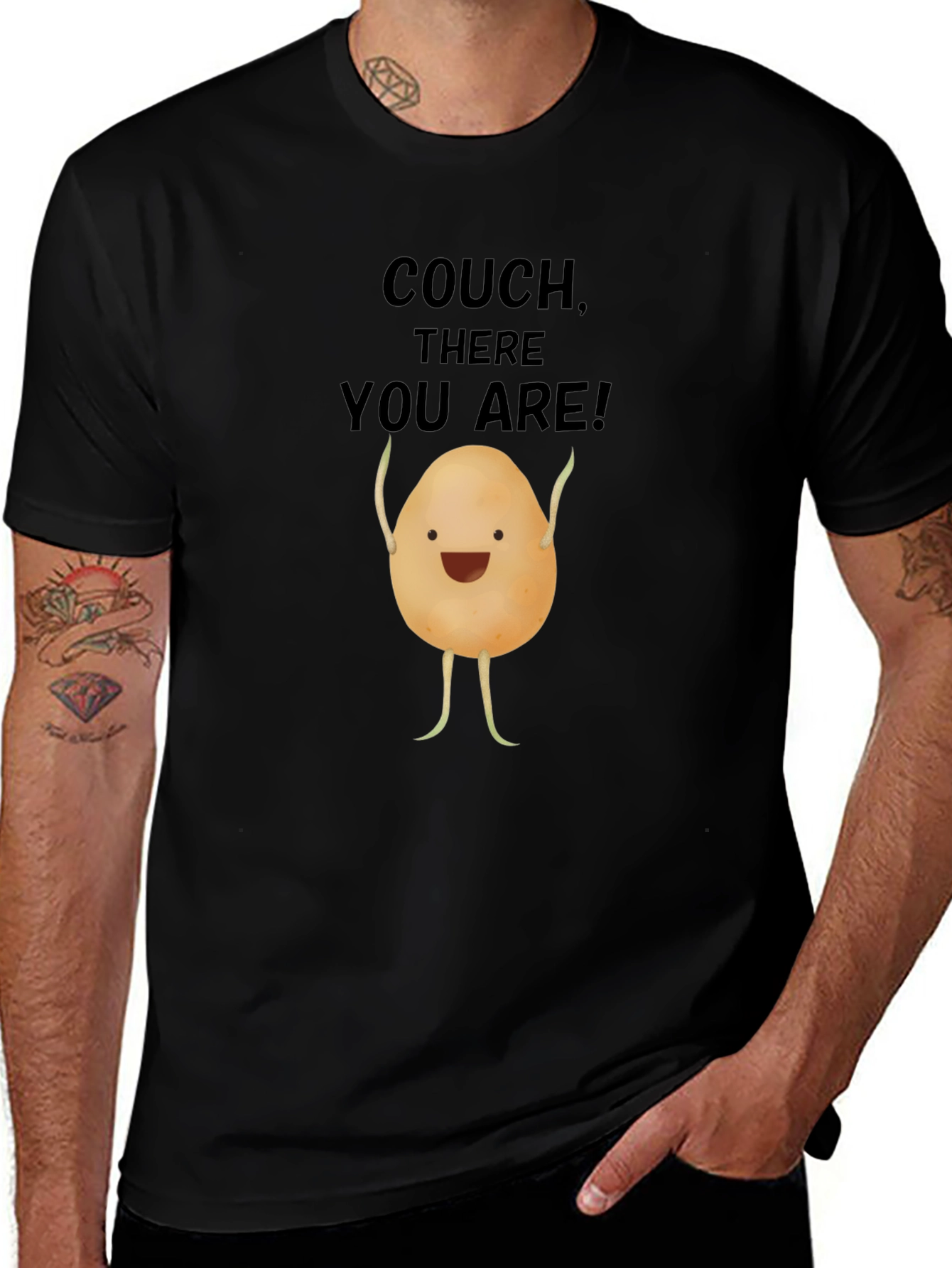 Funny Potato Couch Lover Black T-Shirt