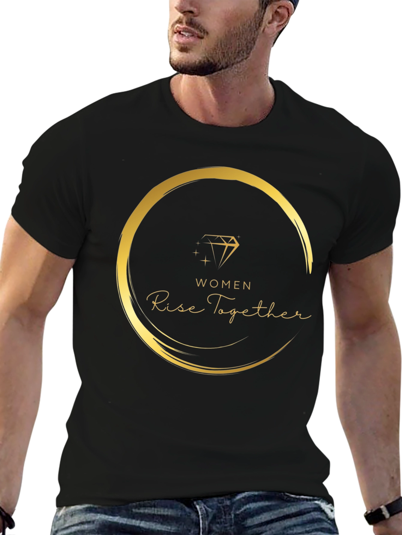 Women Rise Together Black Graphic Tee