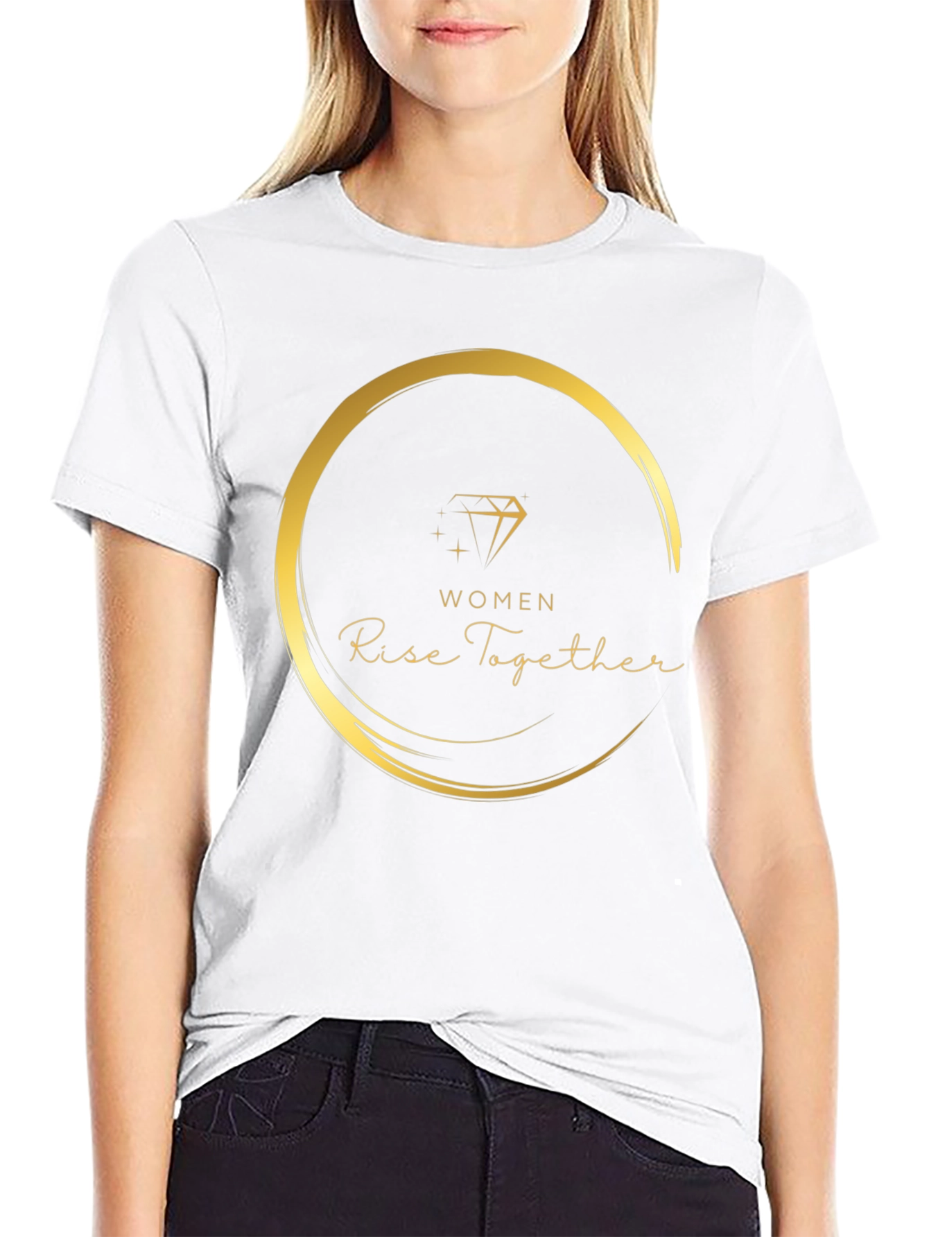 Women Rise Together Black Graphic Tee