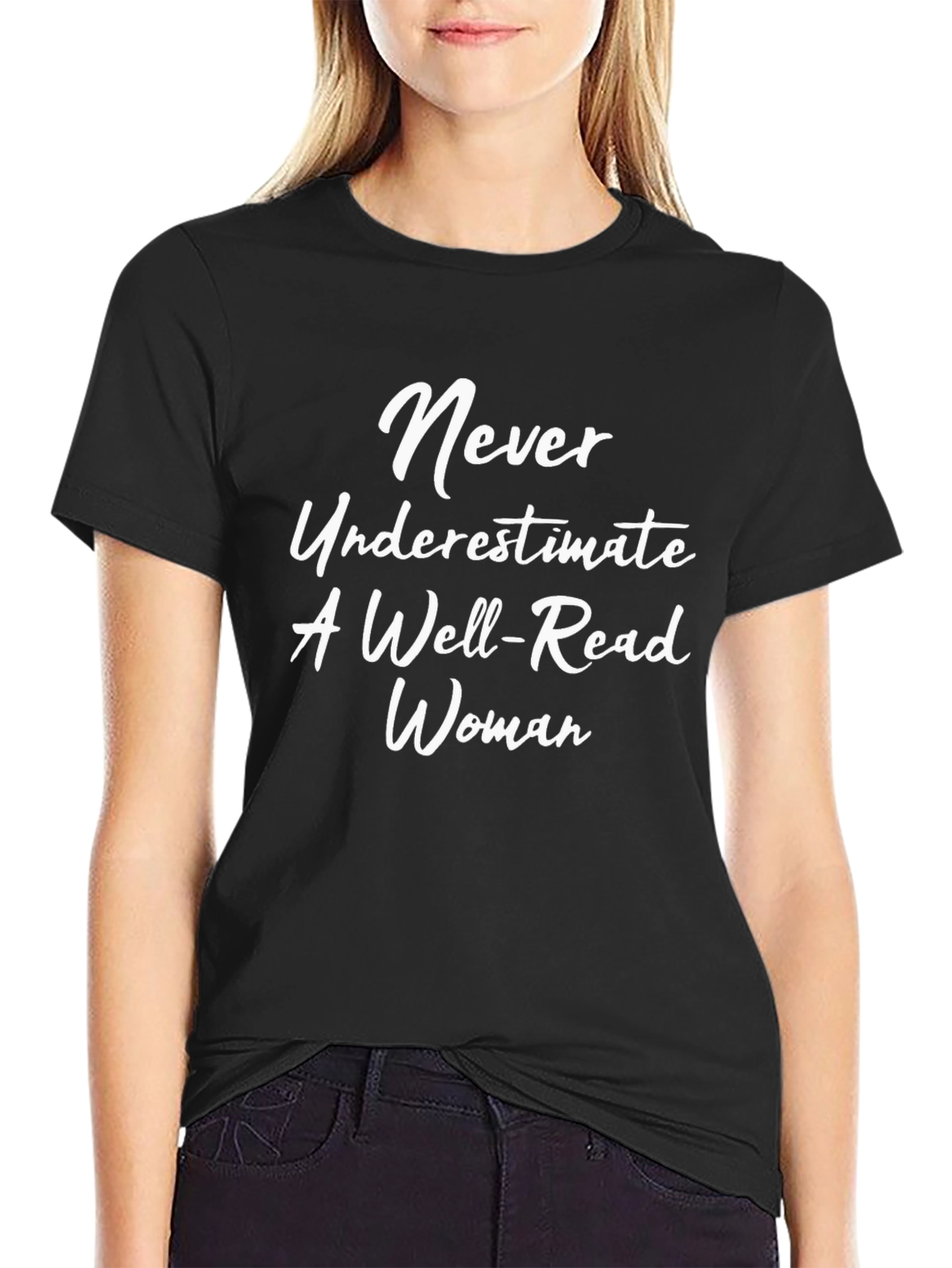 Well-Read Woman Graphic Tee - Black Cotton T-Shirt