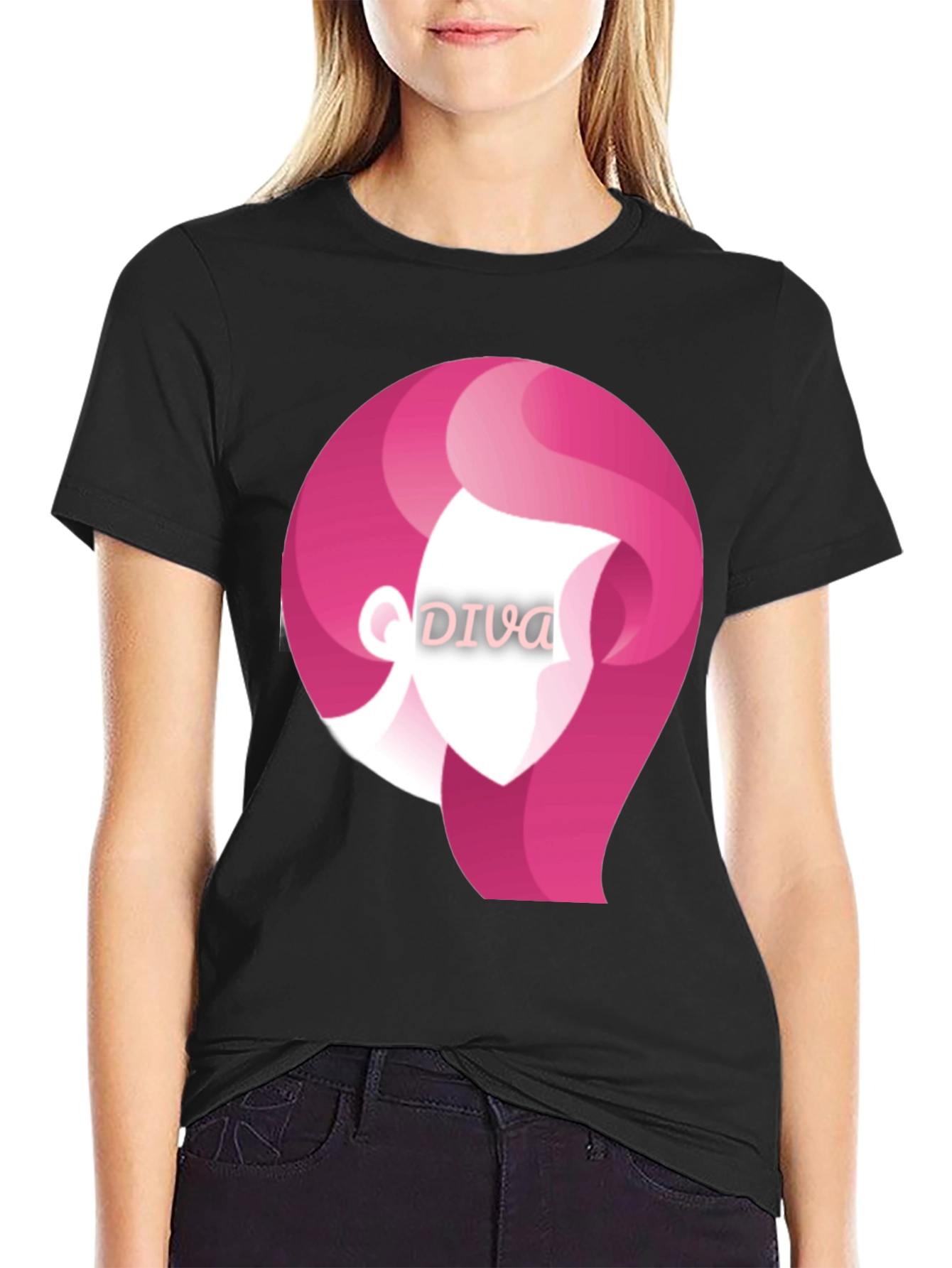 Diva Graphic Tee - Stylish Black T-Shirt