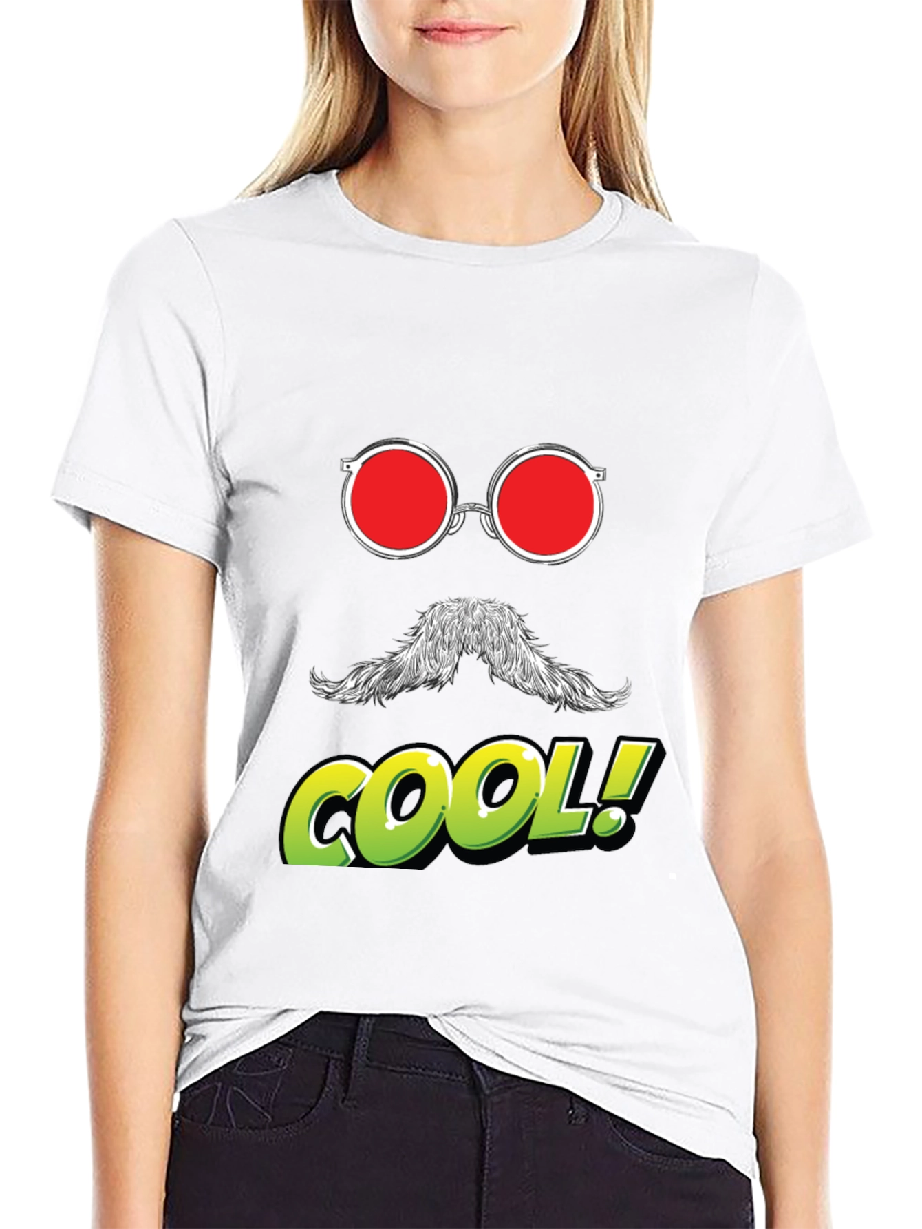 Cool Graphic Tee - Red Glasses Moustache