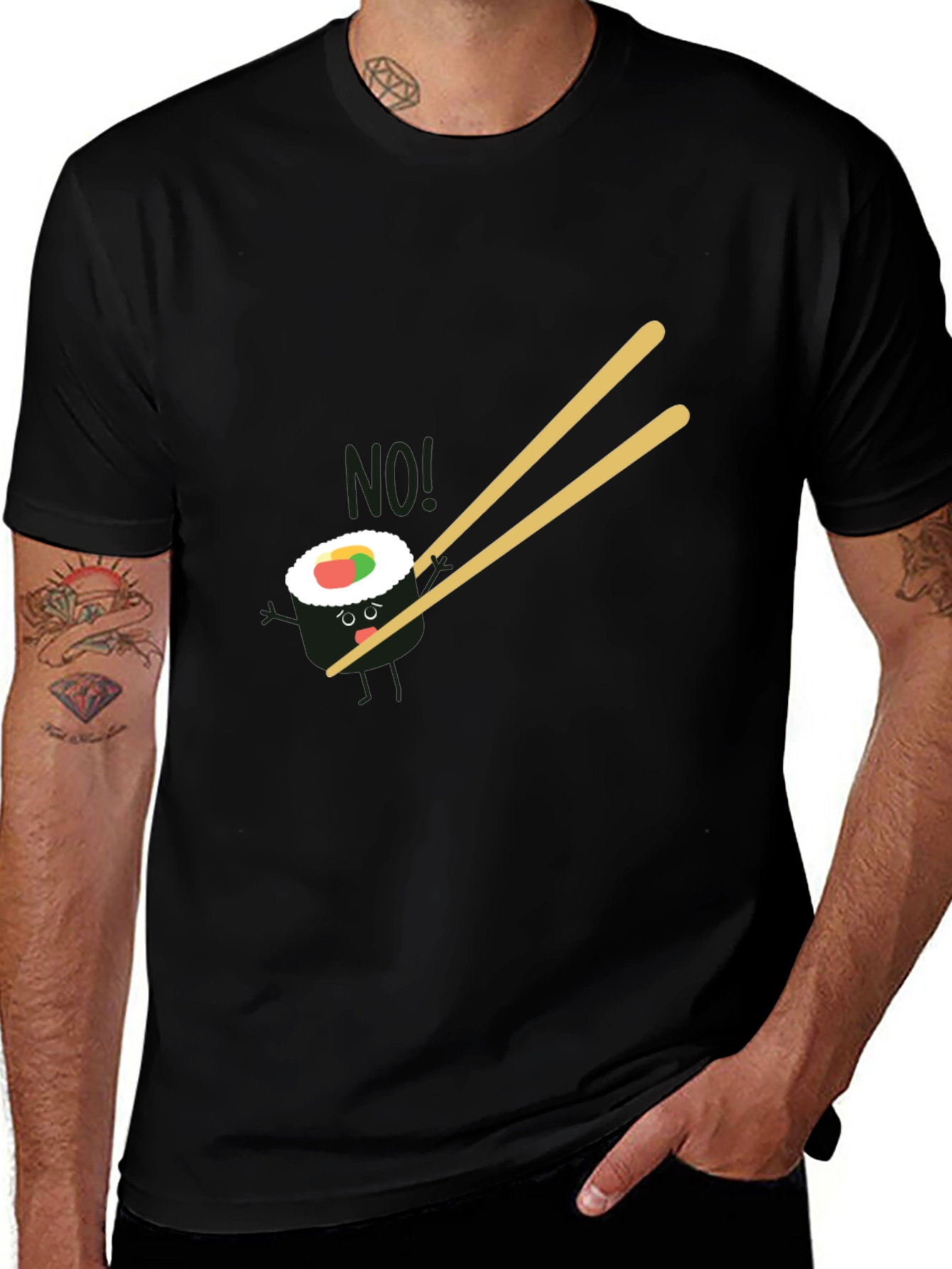 Sushi No! Graphic Black T-Shirt