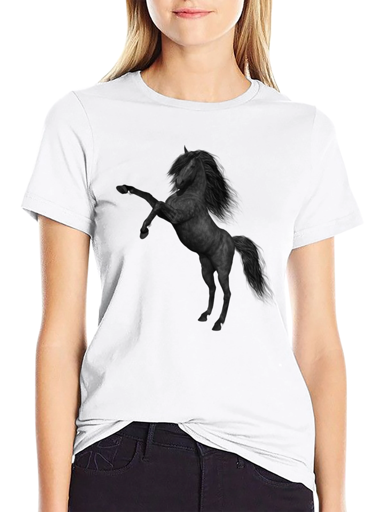 Black Horse Graphic Tee - Stylish Mens T-Shirt