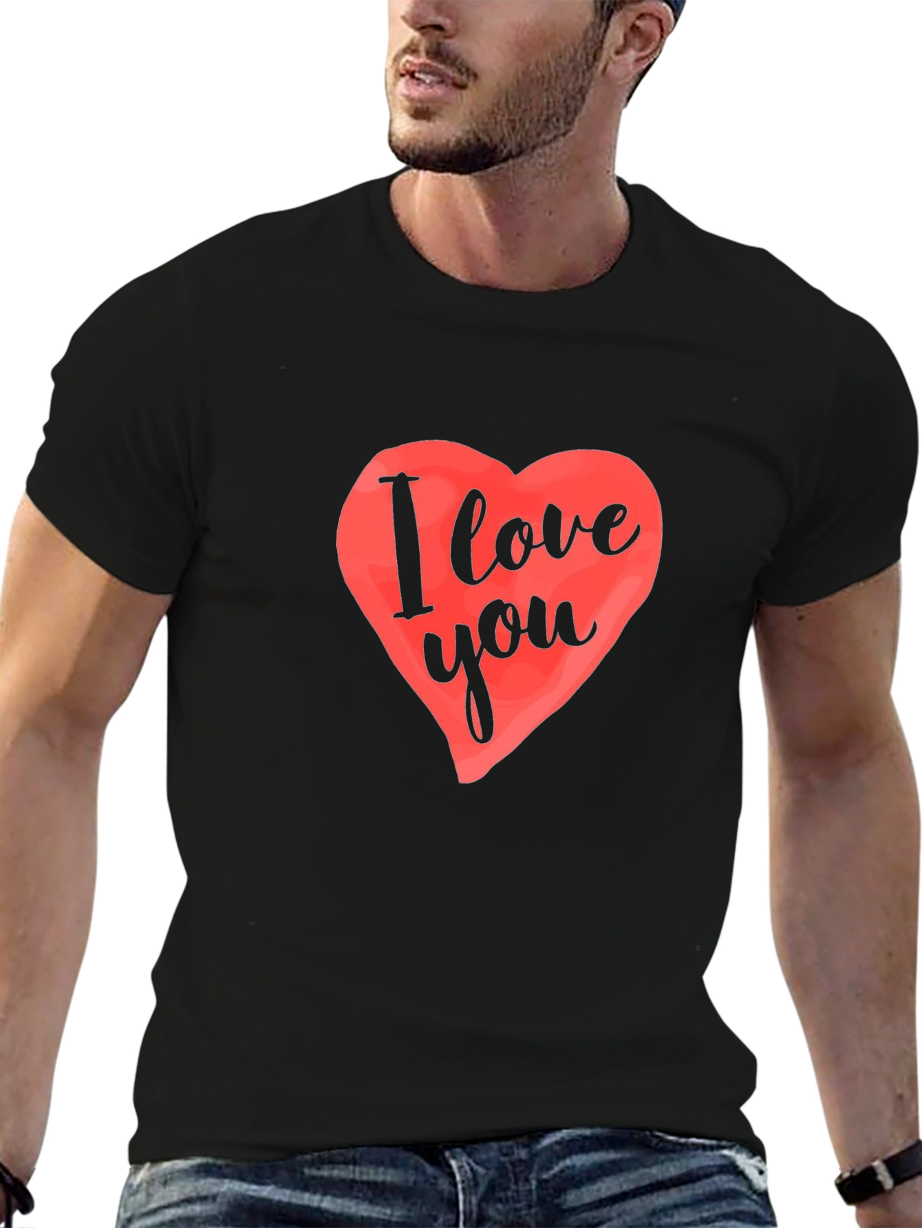 I Love You Heart Graphic Black T-Shirt