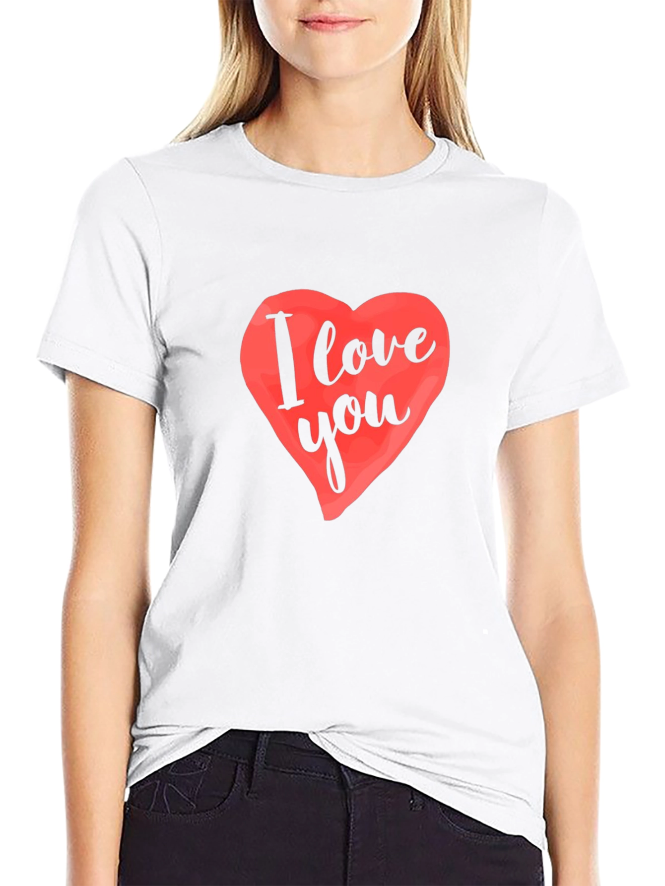 I Love You Heart Graphic Black T-Shirt