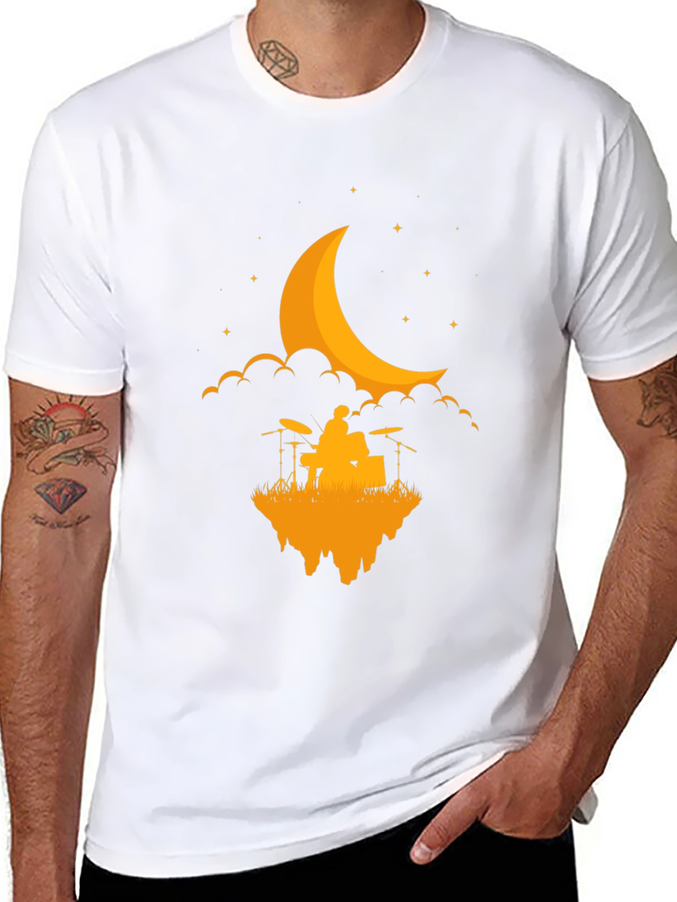 Drummer Moon T-Shirt - Black