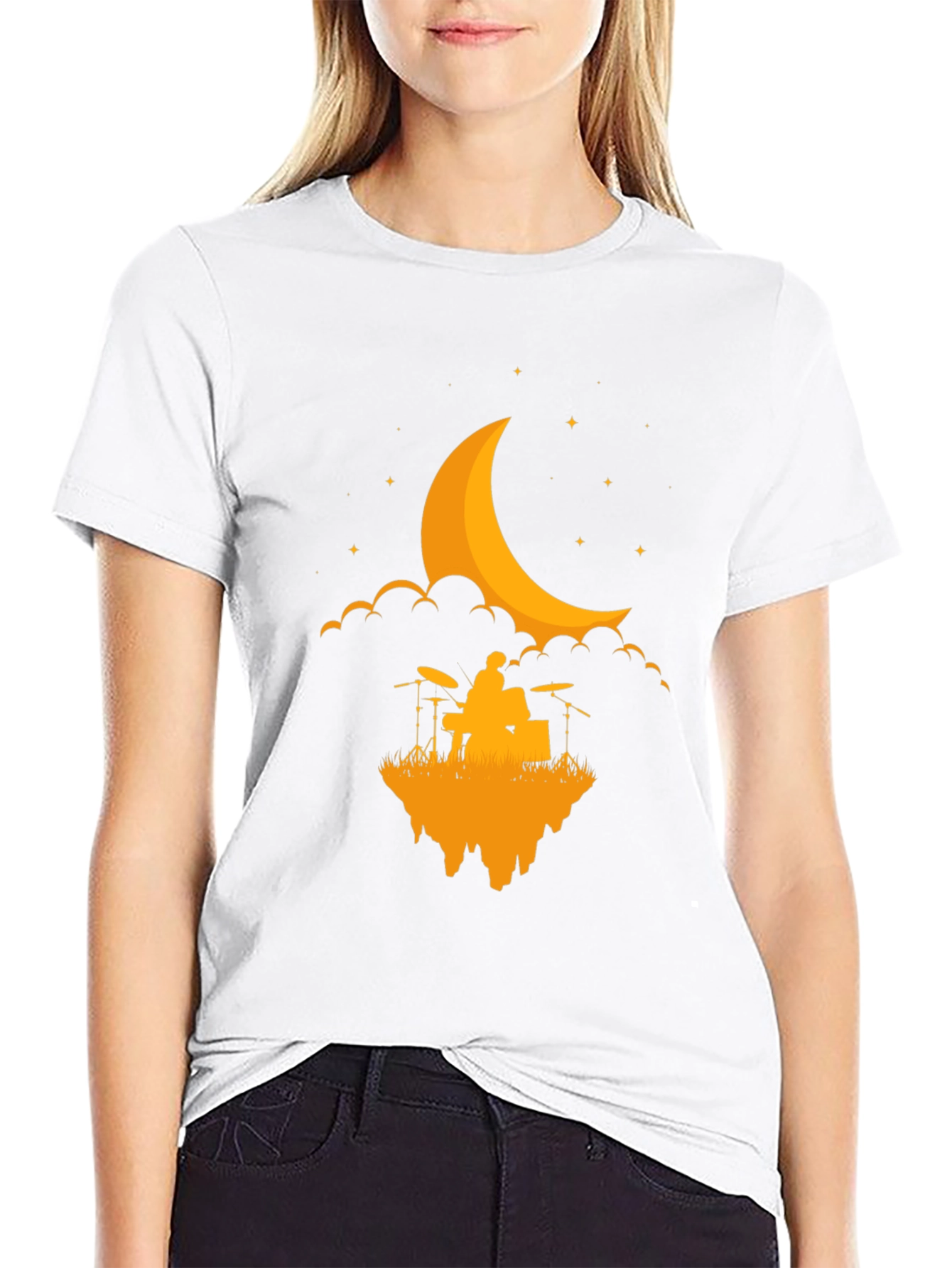 Drummer Moon T-Shirt - Black