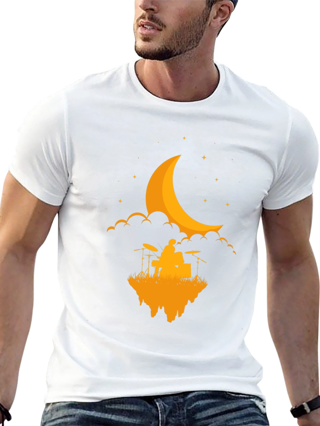 Drummer Moon T-Shirt - Black