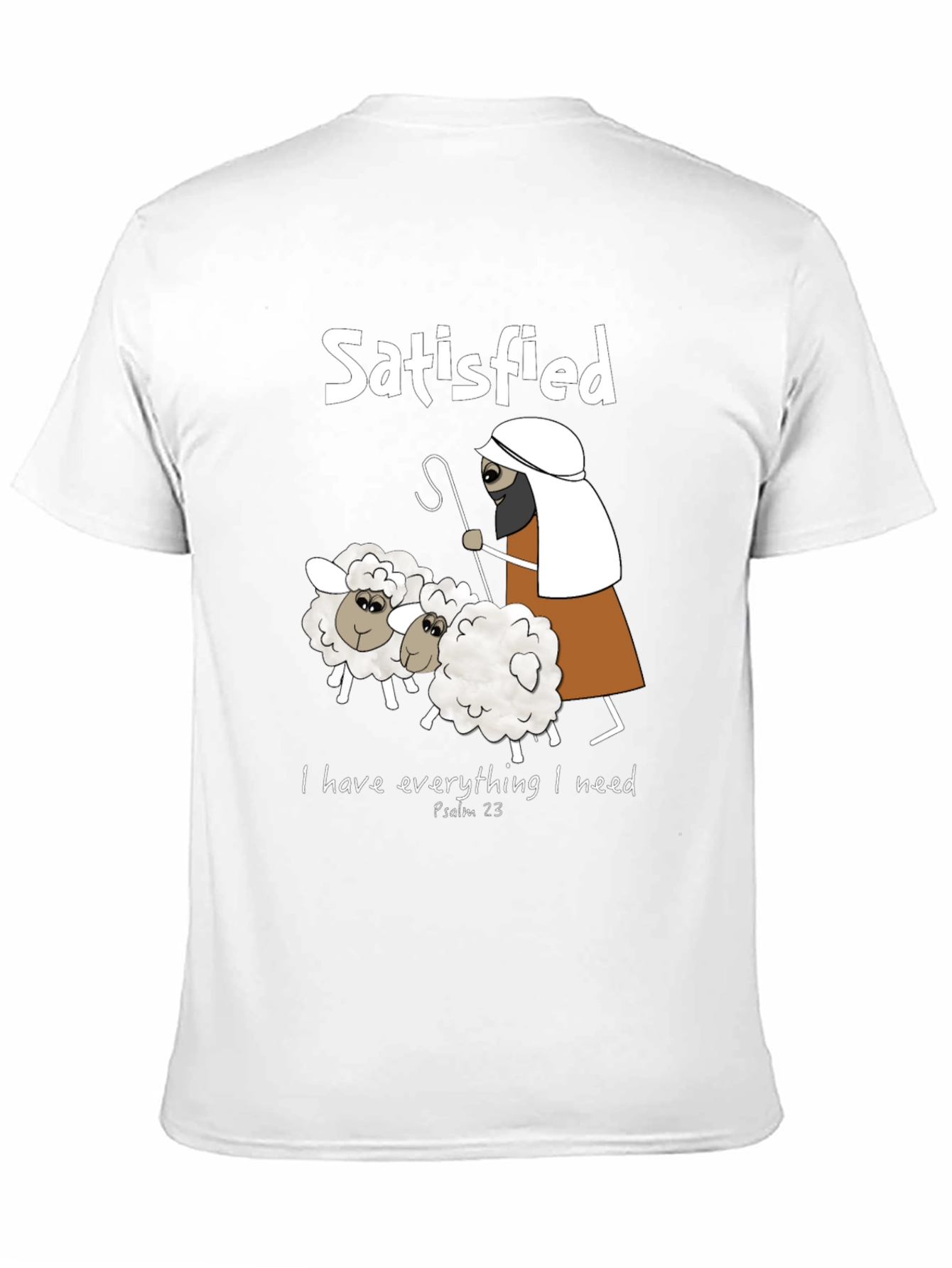 Satisfied Shepherd & Sheep T-Shirt Psalm 23
