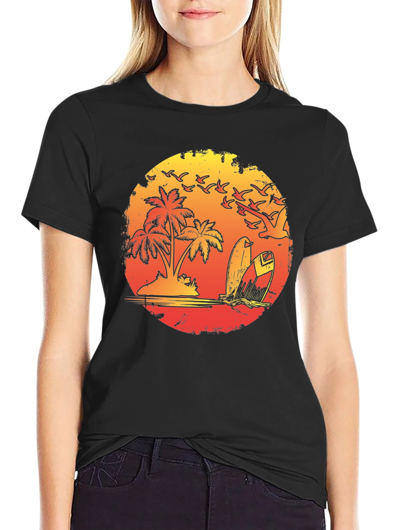 Sunset Beach Surf T-Shirt Tropical Island Tee