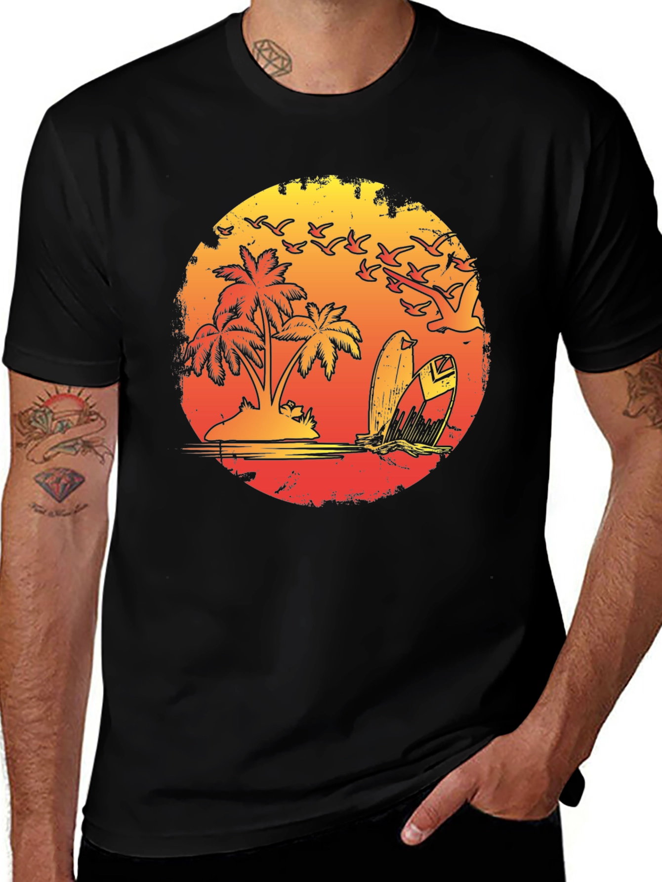 Sunset Beach Surf T-Shirt Tropical Island Tee