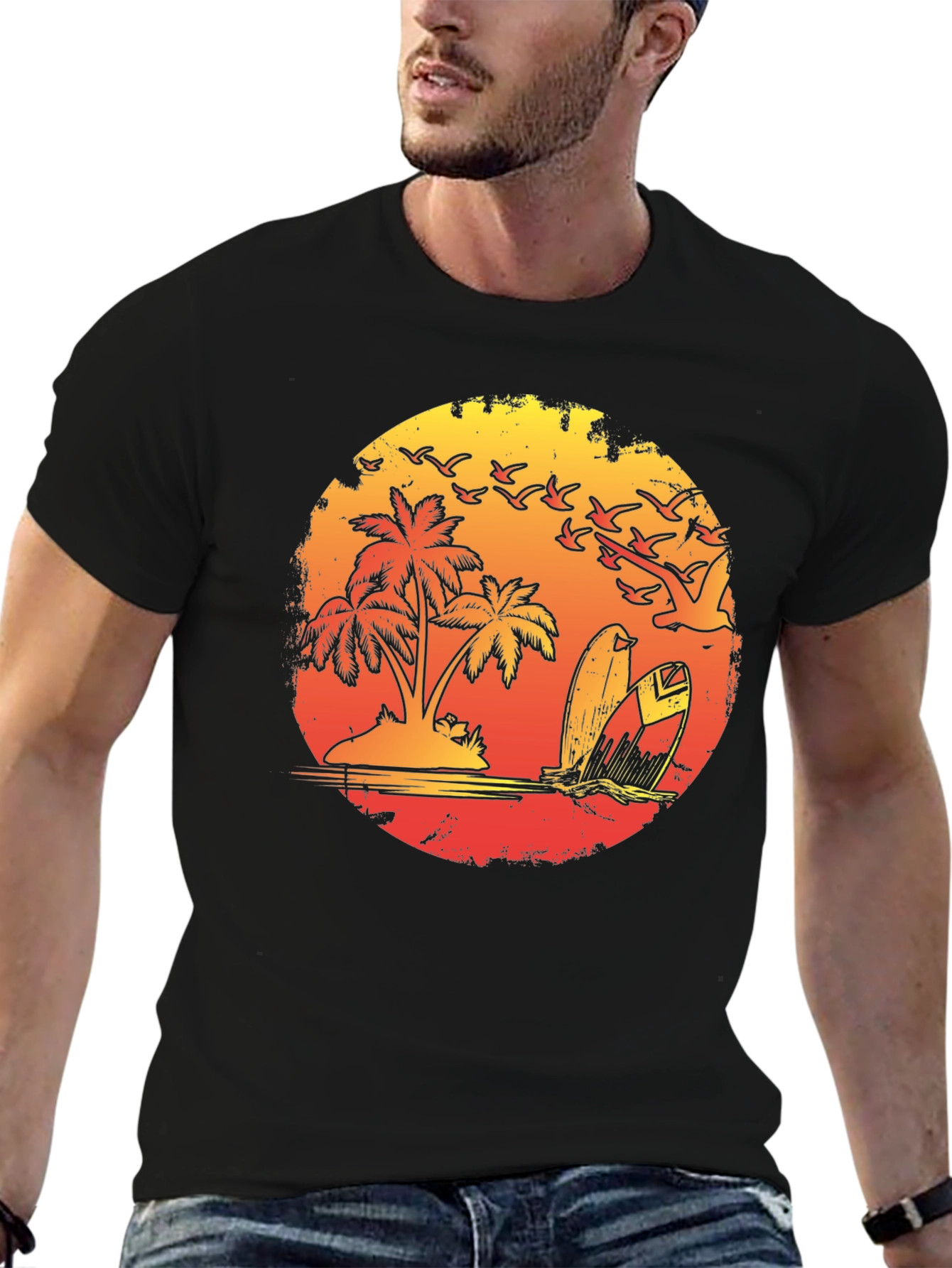 Sunset Beach Surf T-Shirt Tropical Island Tee