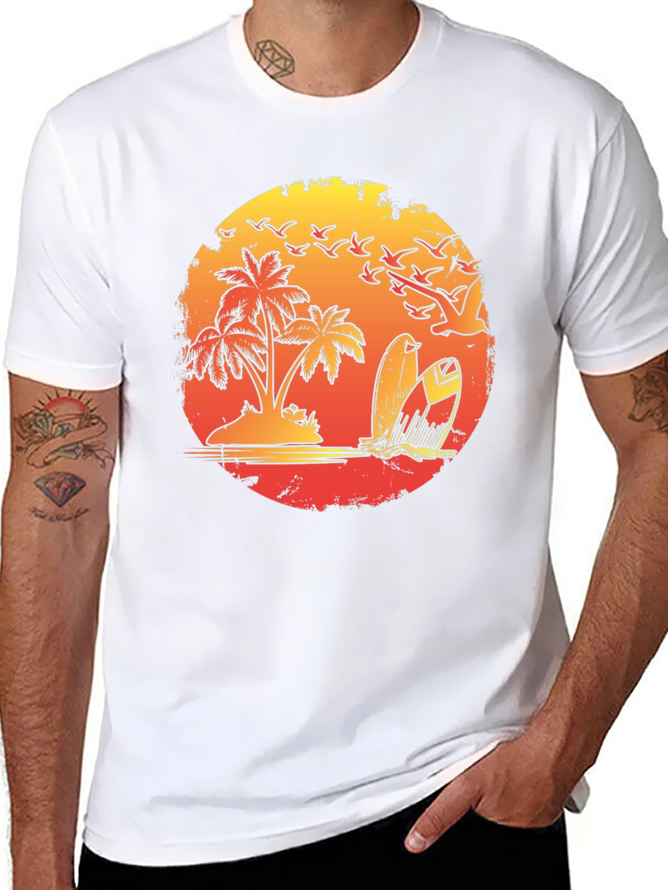 Sunset Beach Surf T-Shirt Tropical Island Tee