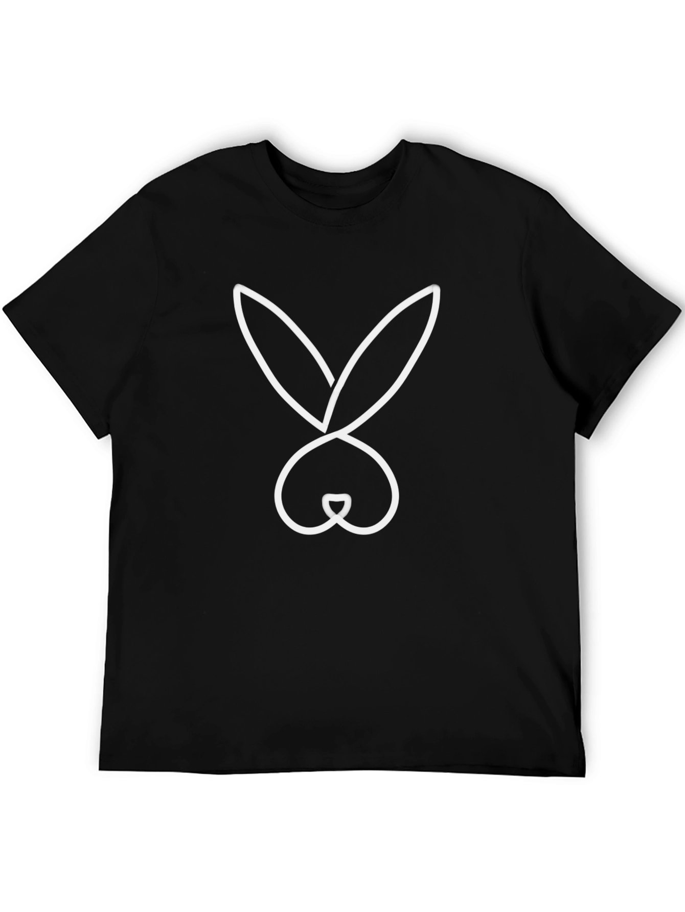 Black T-Shirt with Minimalist Bunny Rabbit Graphic