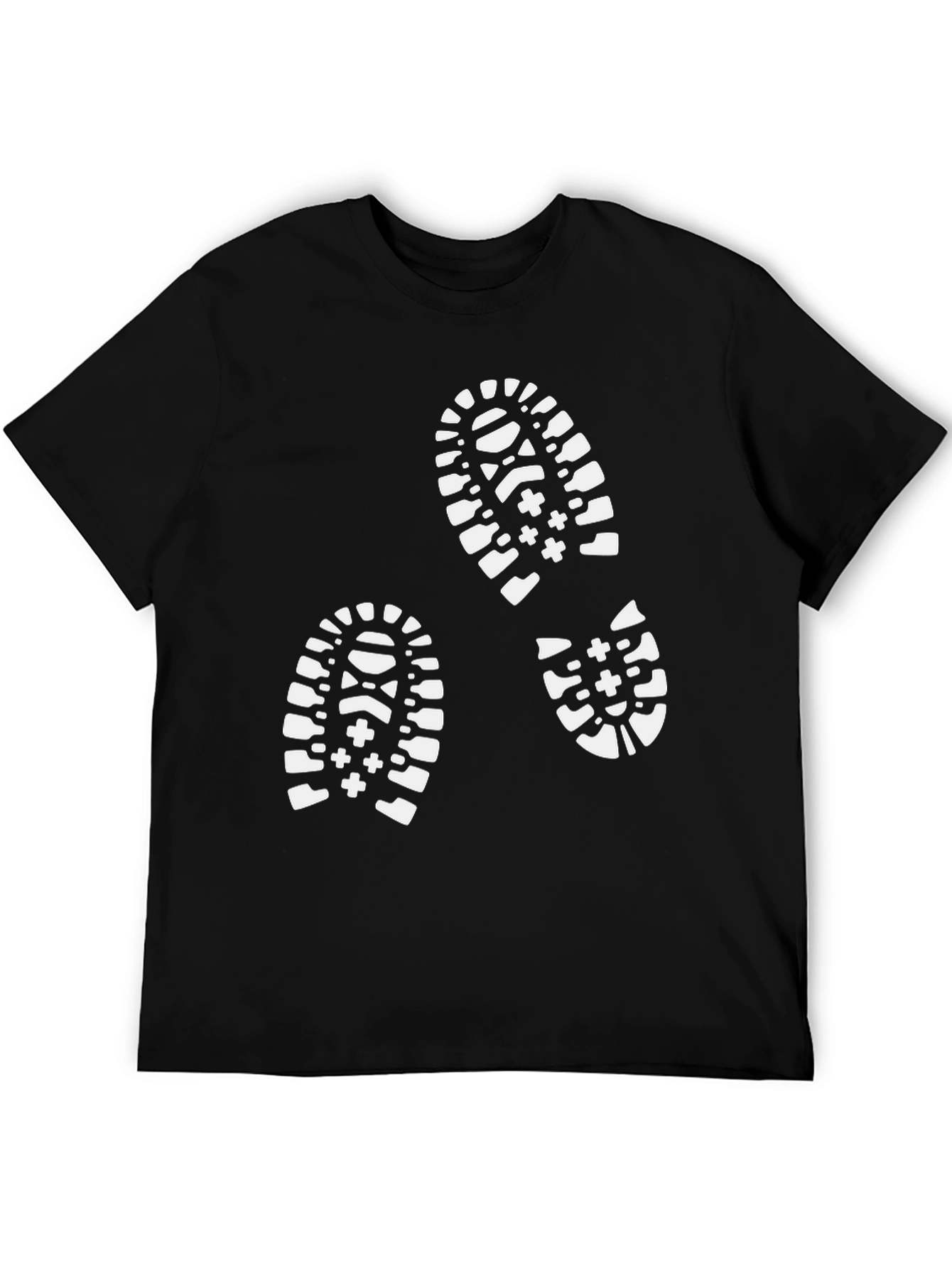 Black T-Shirt with White Footprint Design