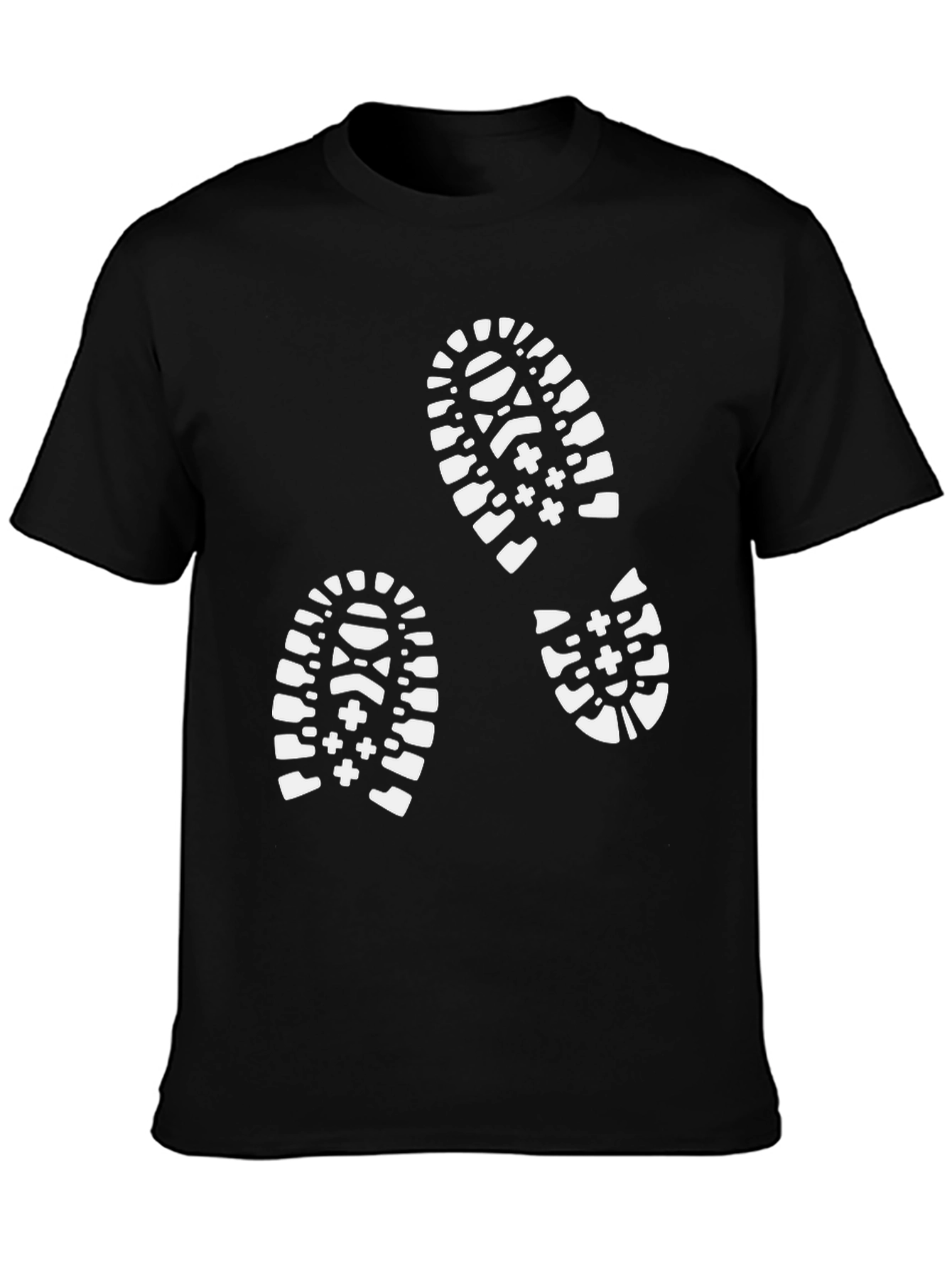 Black T-Shirt with White Footprint Design