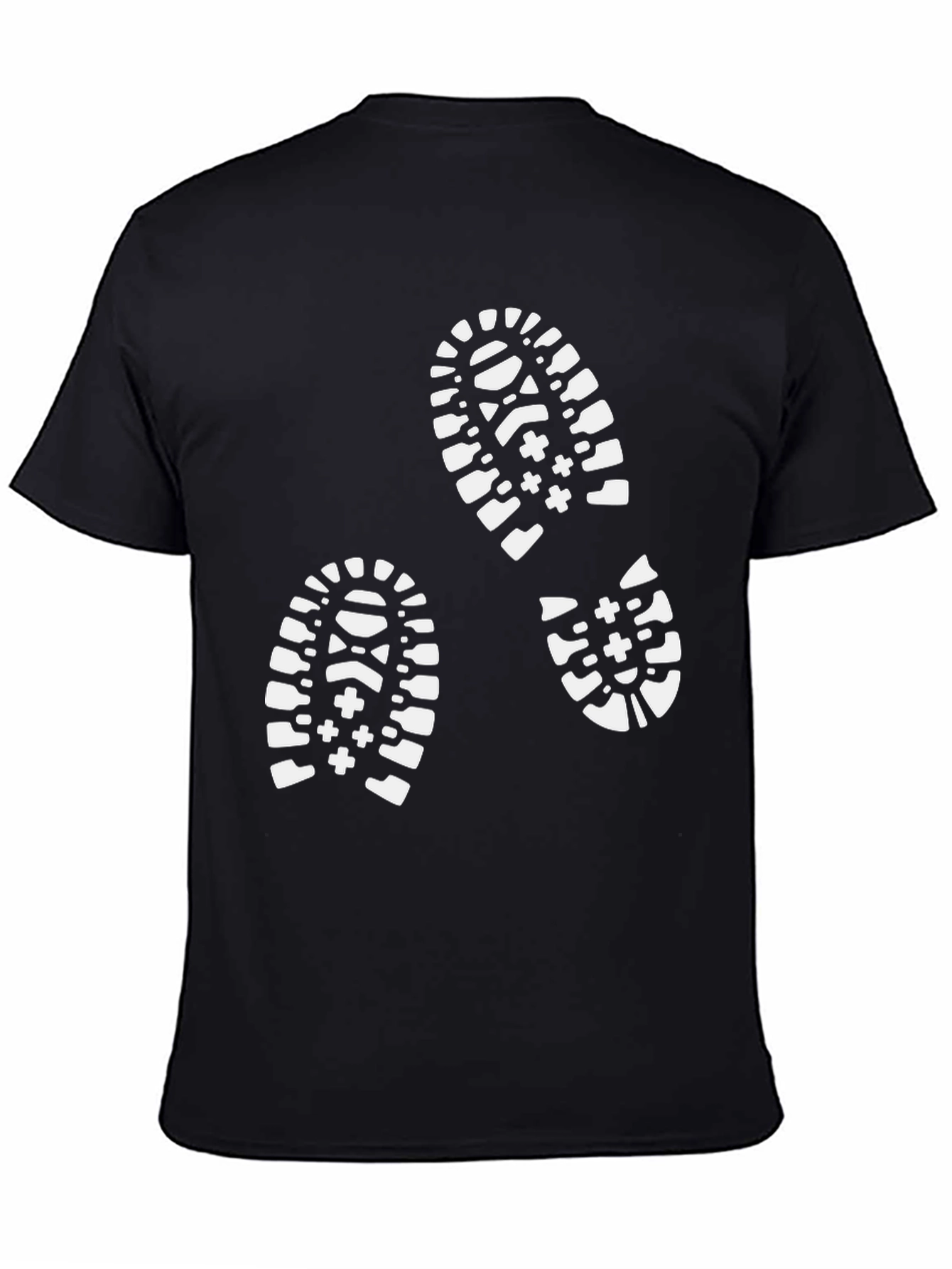 Black T-Shirt with White Footprint Design