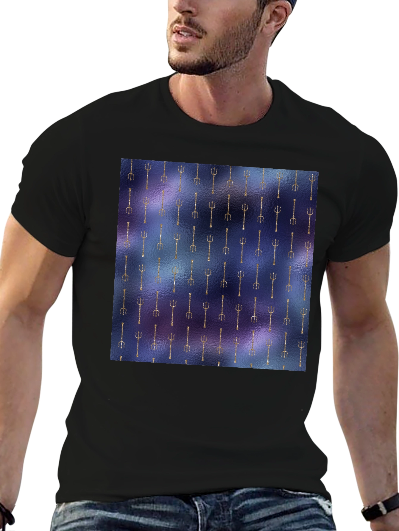 Unique Trident Pattern T-Shirt