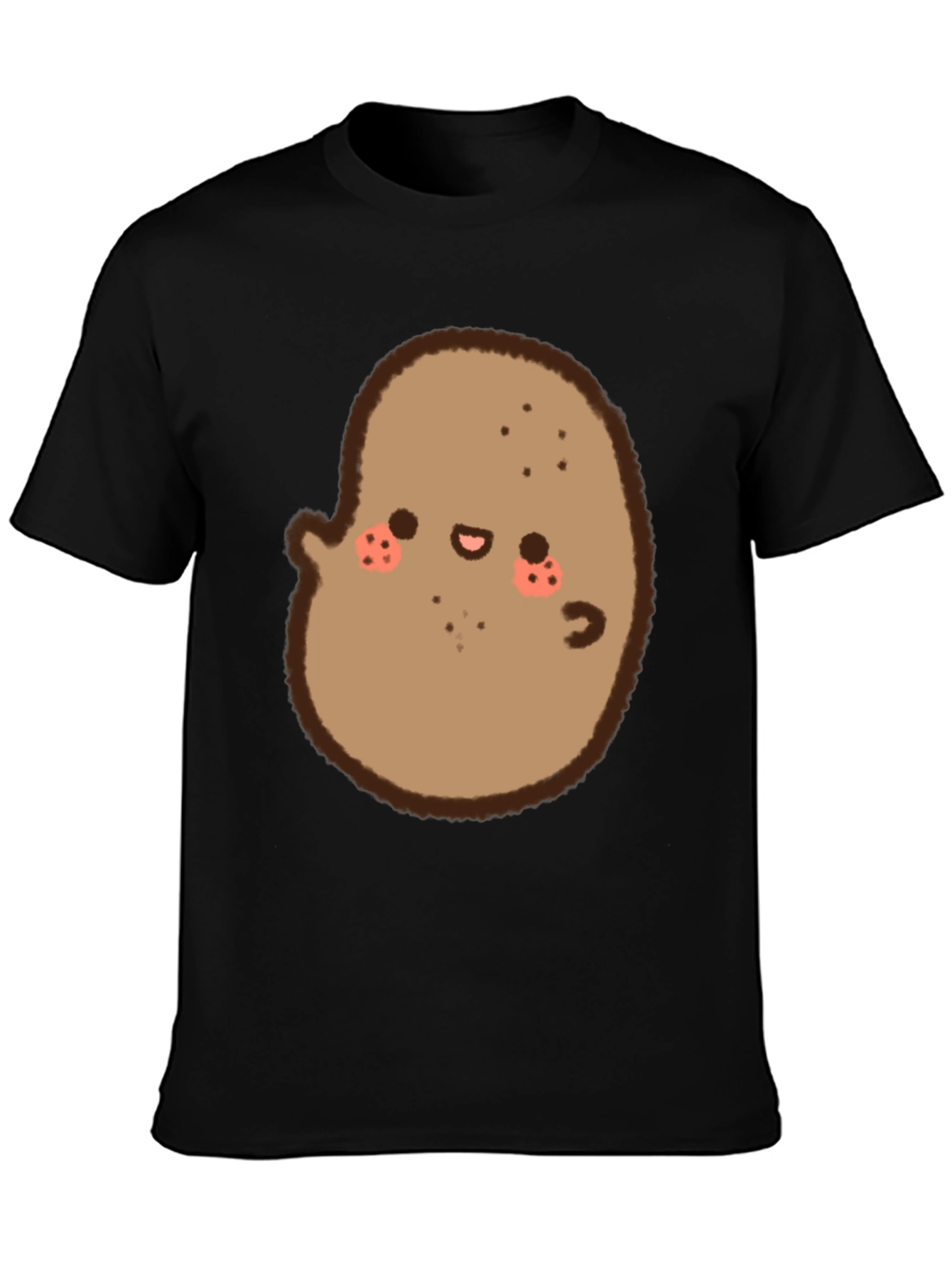 Cute Potato Graphic Black T-Shirt