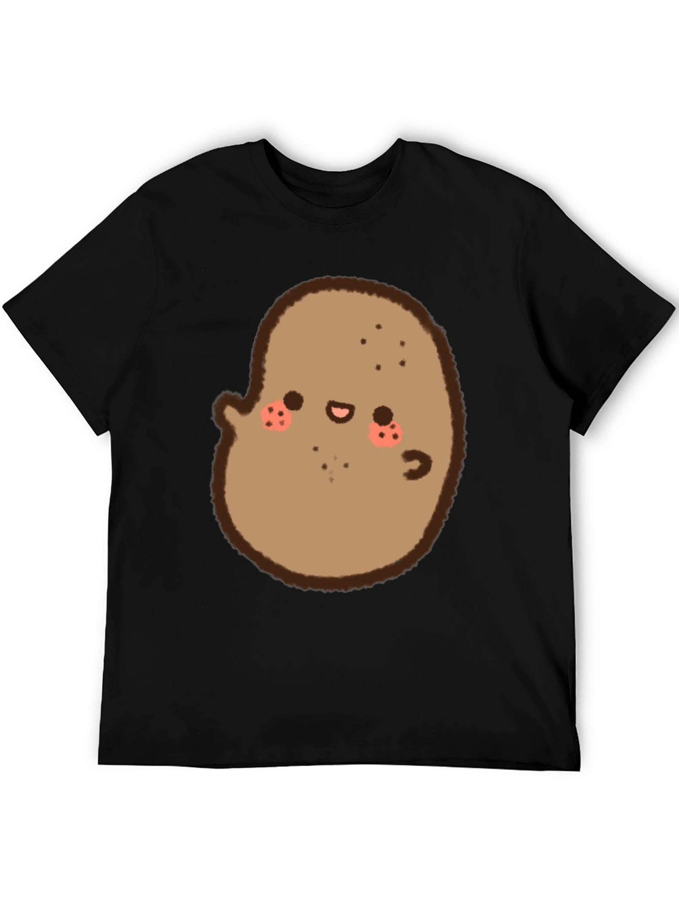 Cute Potato Graphic Black T-Shirt