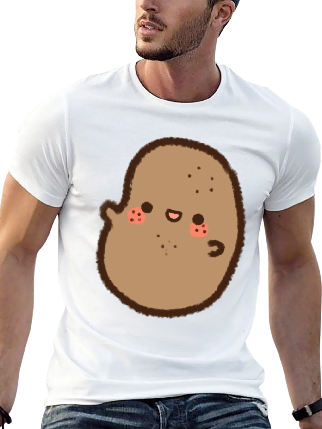 Cute Potato Graphic Black T-Shirt