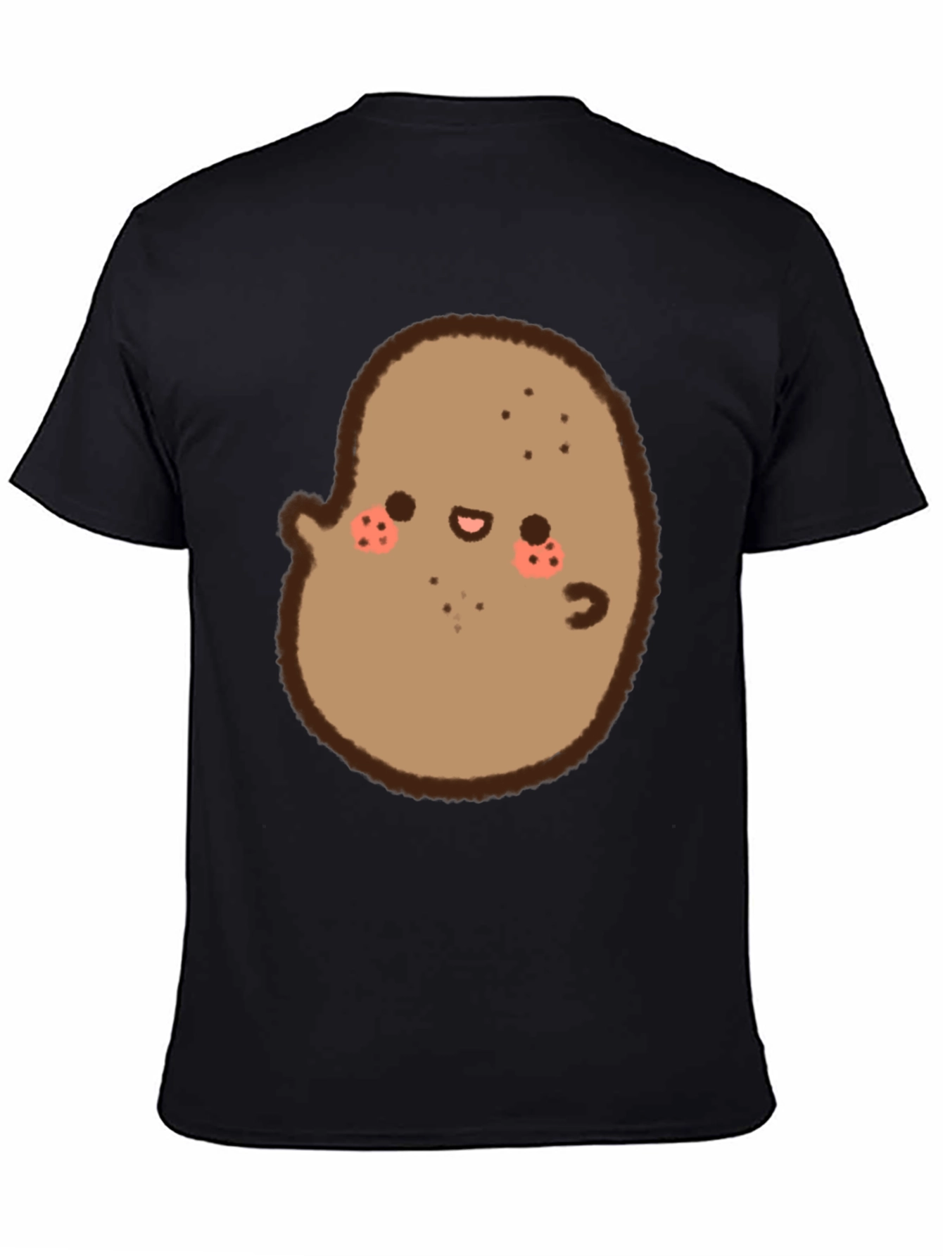 Cute Potato Graphic Black T-Shirt