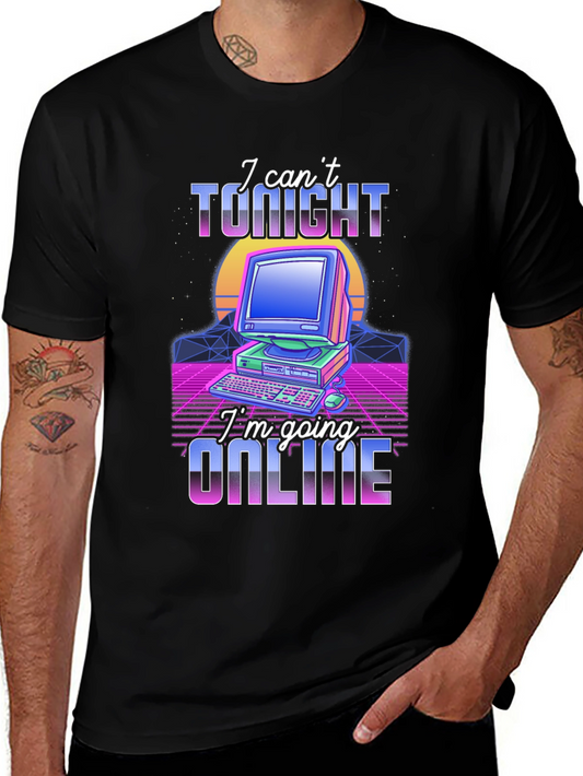 Retro Computer T-Shirt - I Cant Tonight Im Going Online