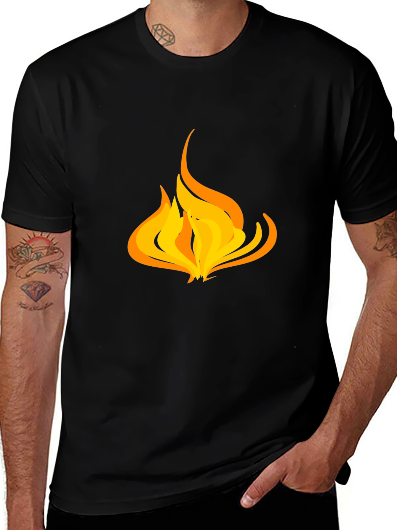 Flame Graphic Black T-Shirt - Casual Style