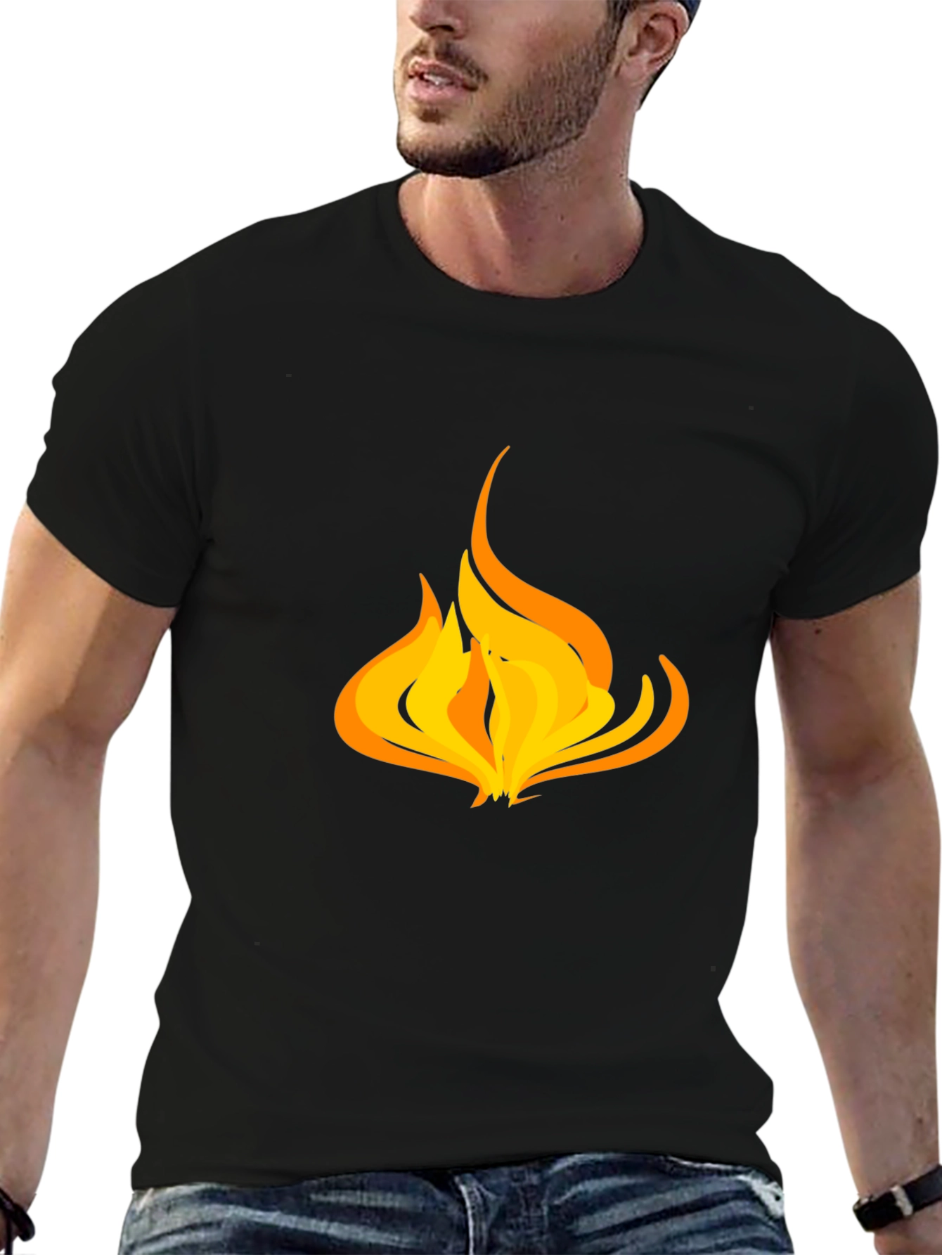 Flame Graphic Black T-Shirt - Casual Style